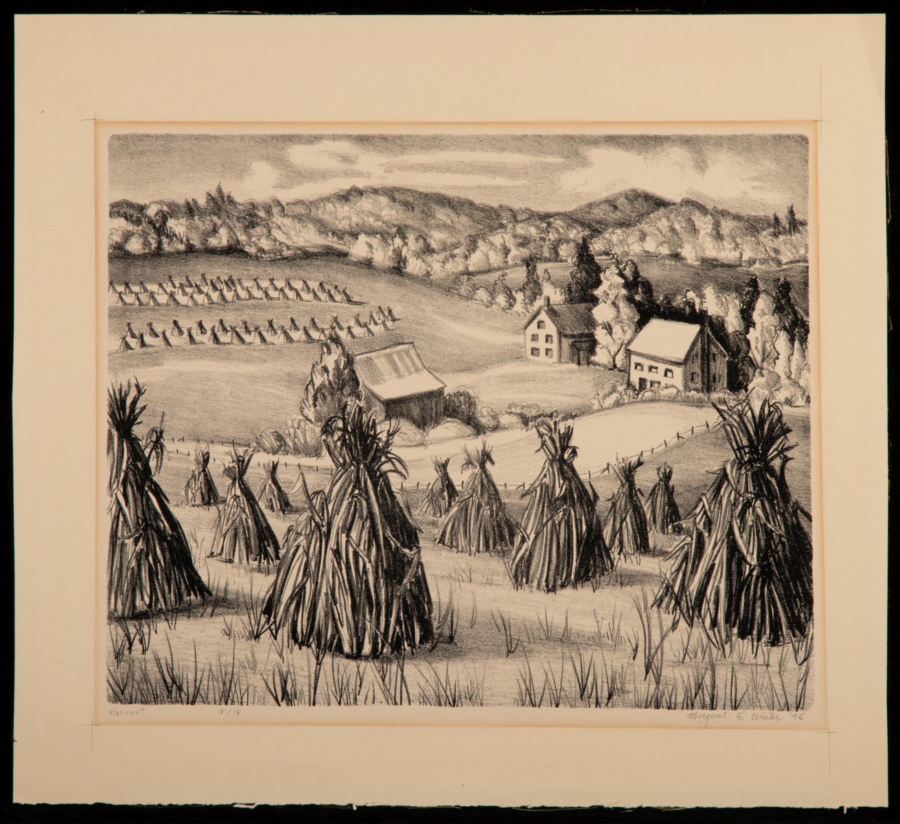 FIVE VARIOUS AMERICAN PENCIL SIGNED PRINTS 1937 TO 1946