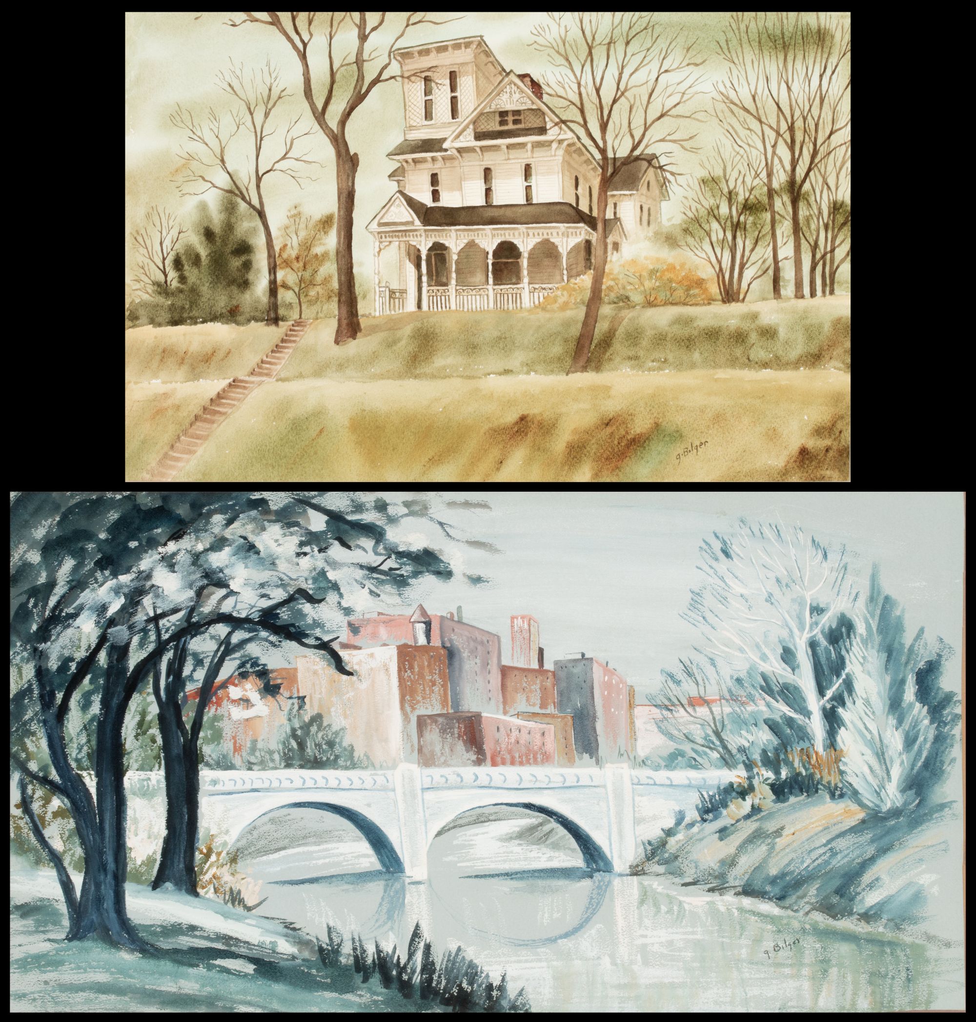 GRACE BILGER (KANSAS 1907-2000) TWO WATERCOLORS
