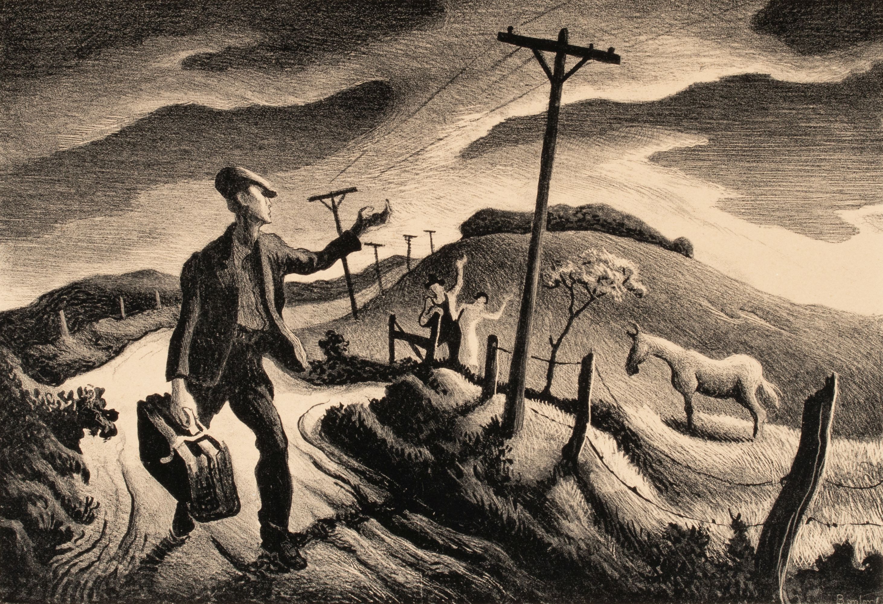 THOMAS HART BENTON (1889-1975) PENCIL SIGNED LITHOGRAPH