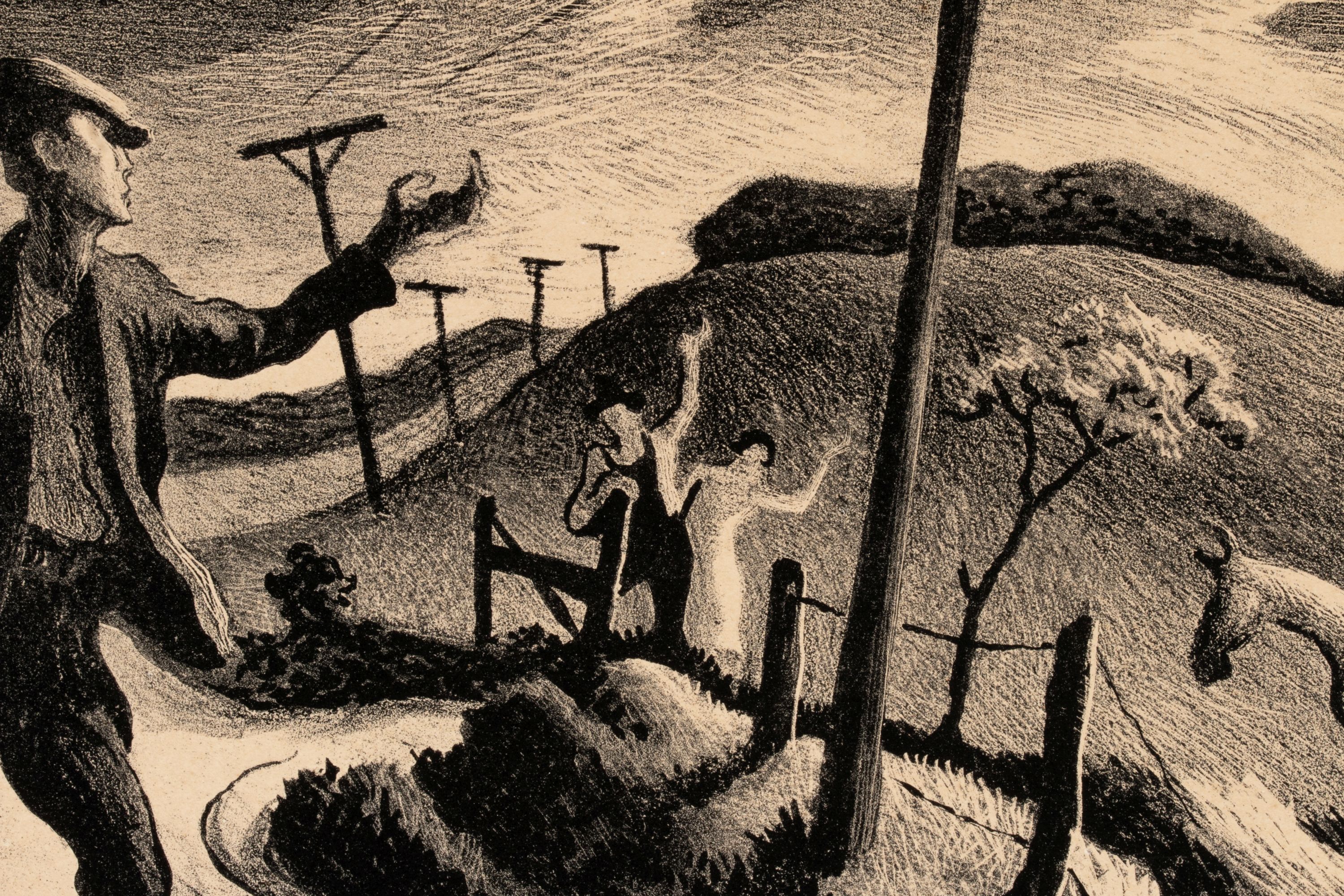 THOMAS HART BENTON (1889-1975) PENCIL SIGNED LITHOGRAPH