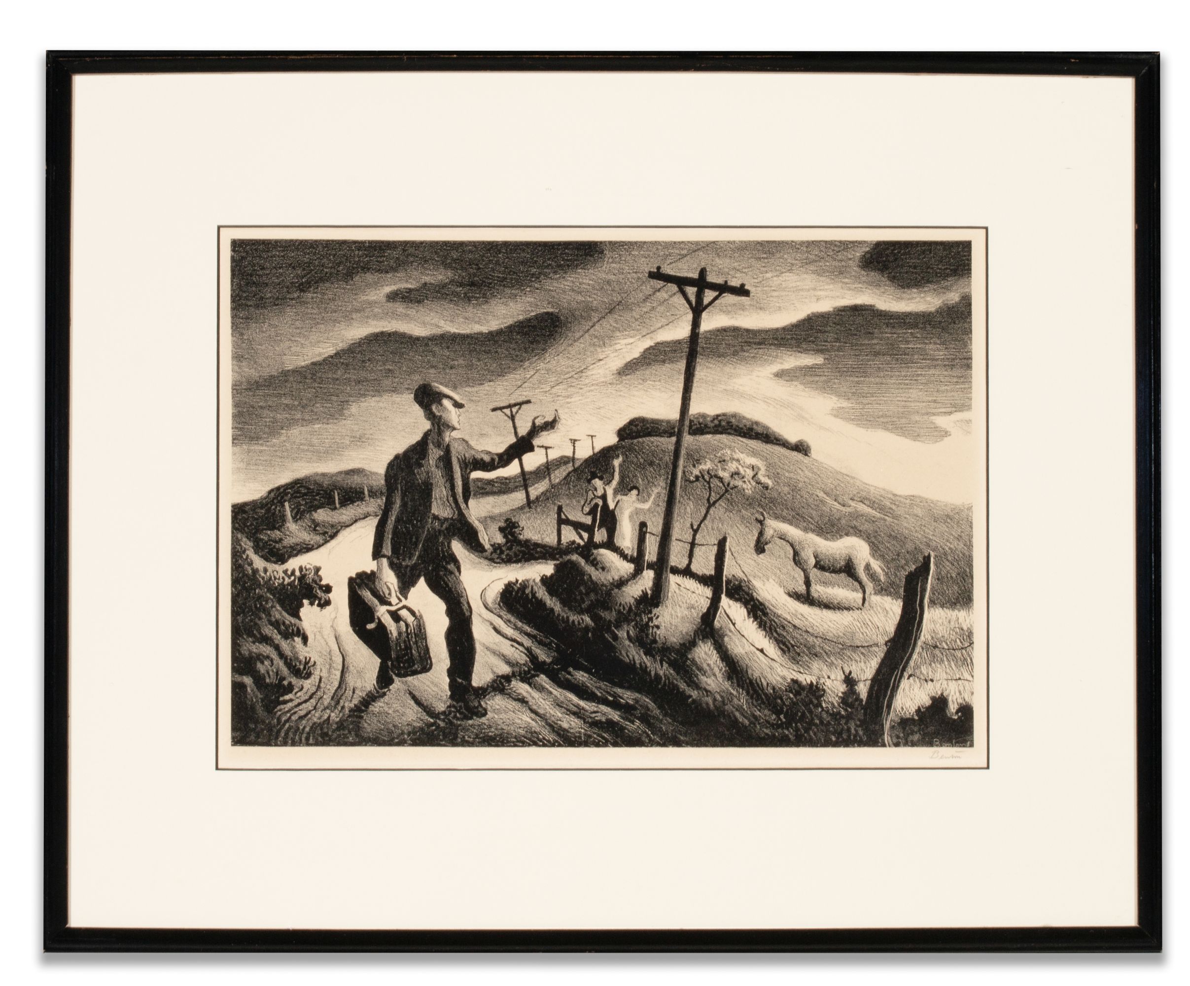 THOMAS HART BENTON (1889-1975) PENCIL SIGNED LITHOGRAPH