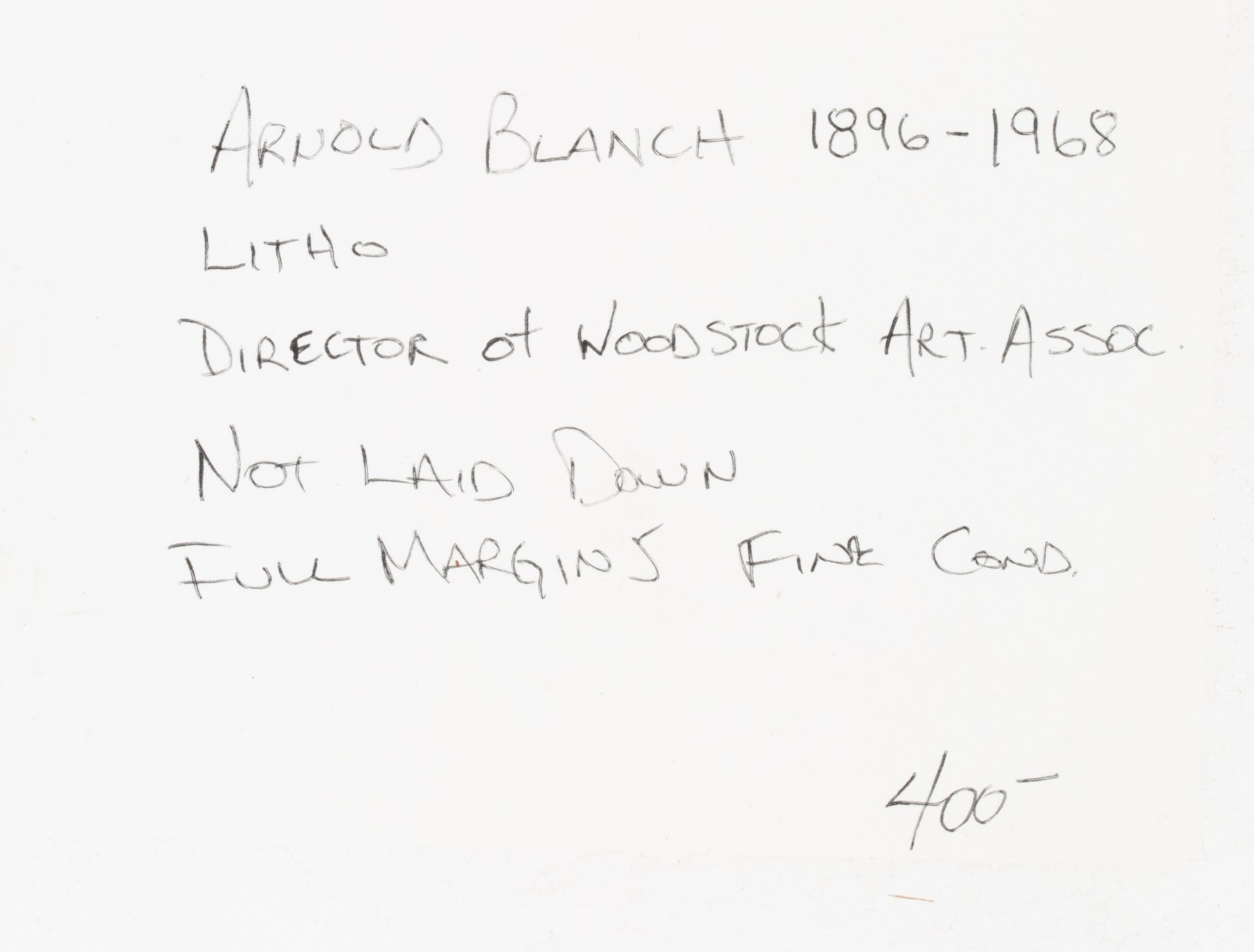 ARNOLD BLANCH (1896-1968) PENCIL SIGNED LITHOGRAPH