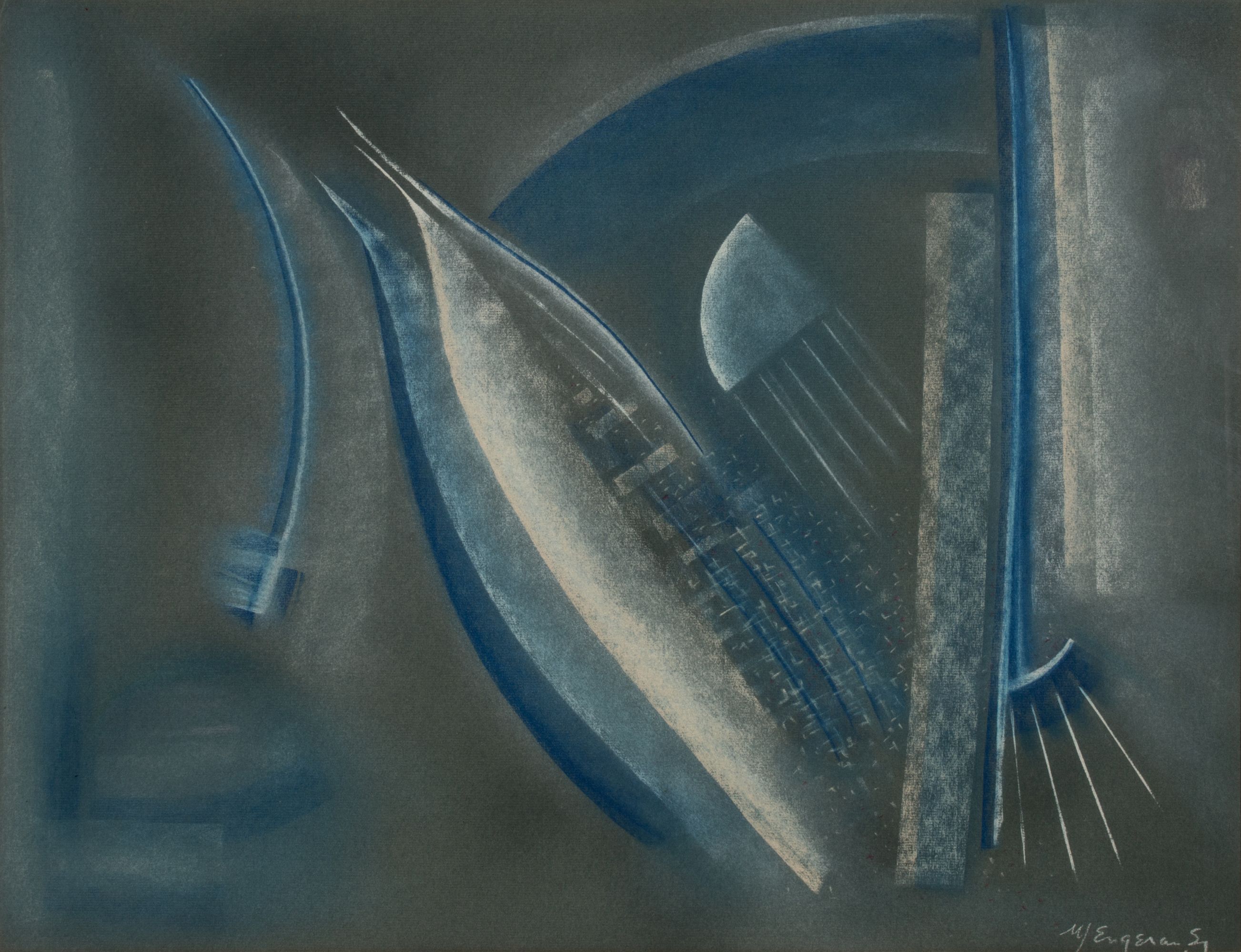 WHITNEY ENGERAN (20TH C) PASTEL ON PAPER ABSTRACTION