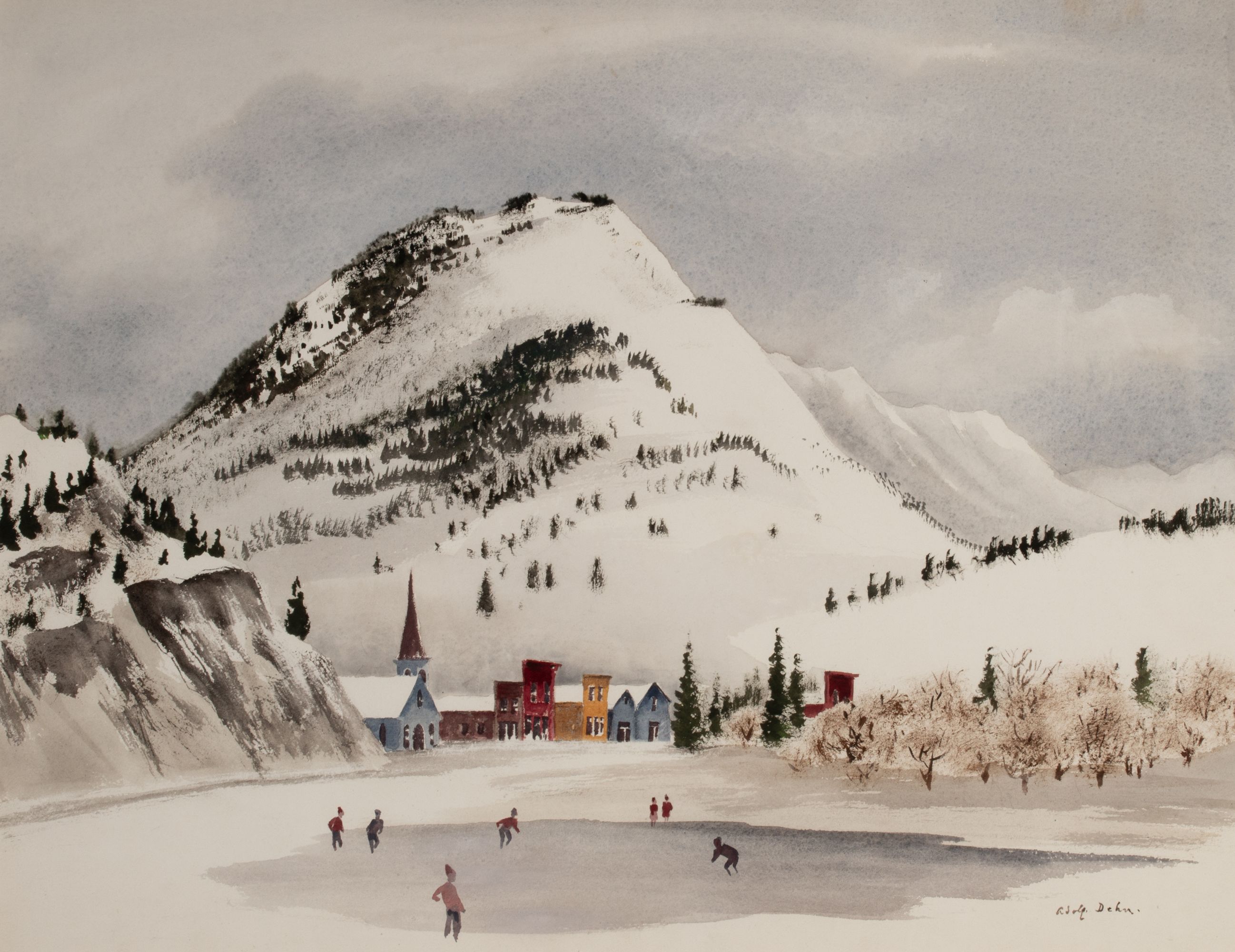 ADOLPH DEHN (1895-1968) 1955 WATERCOLOR ON PAPER