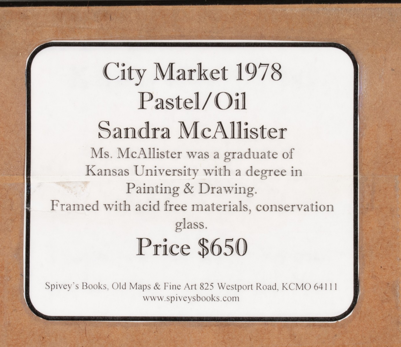 SANDRA MCALLISTER (LATE 20TH C.) 1978 OIL PASTEL