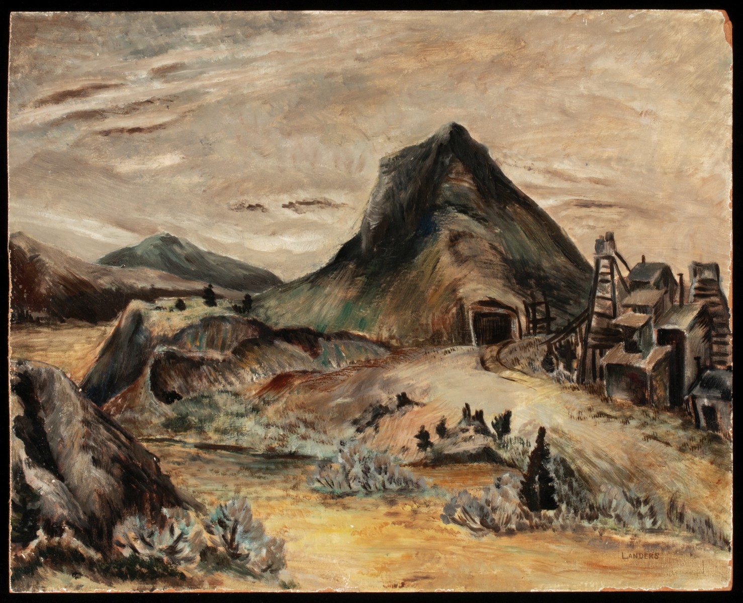 BERTHA LANDERS (1907-1996) TEXAS OIL ON MASONITE