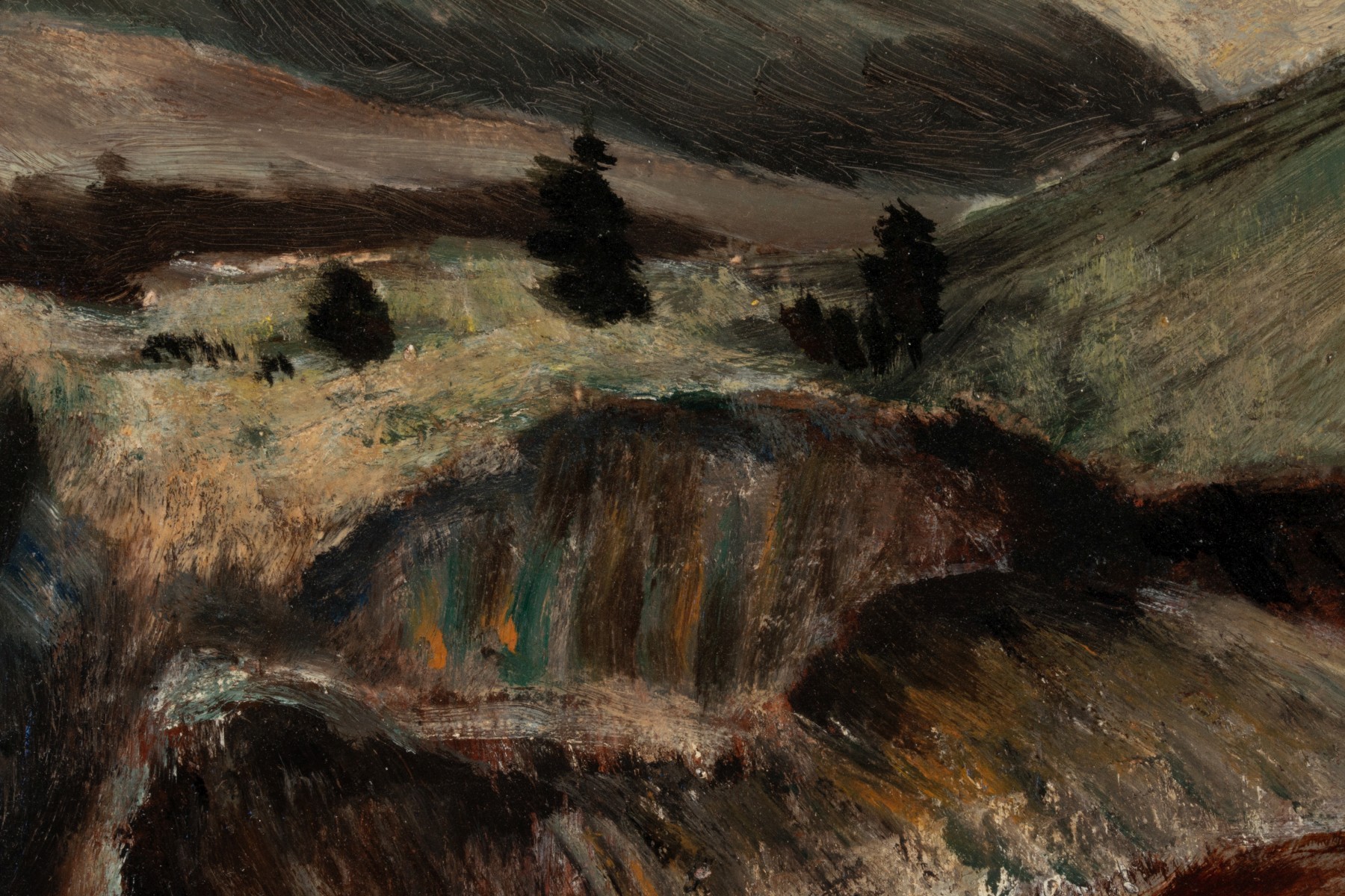 BERTHA LANDERS (1907-1996) TEXAS OIL ON MASONITE