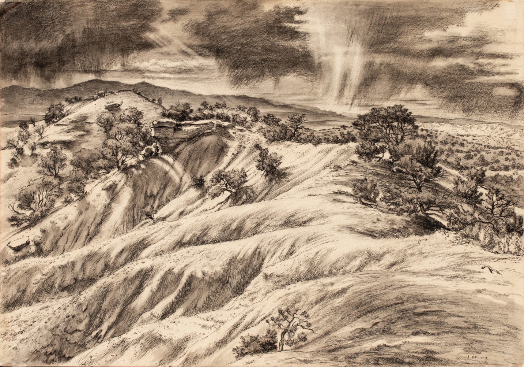 EDWARD LANING (1906-1981) EXHIBITED WORK ON PAPER