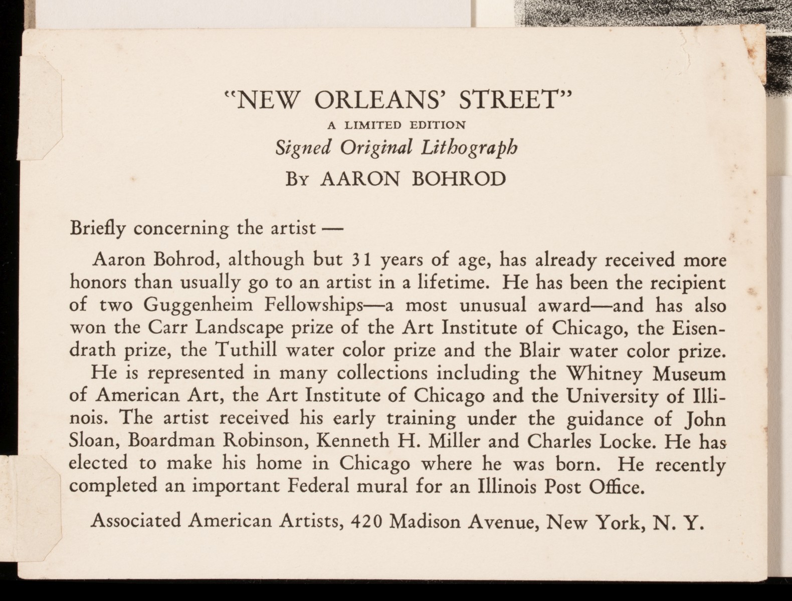 AARON BOHROD (1907-1992) PENCIL SIGNED AAA PRINTS (4)