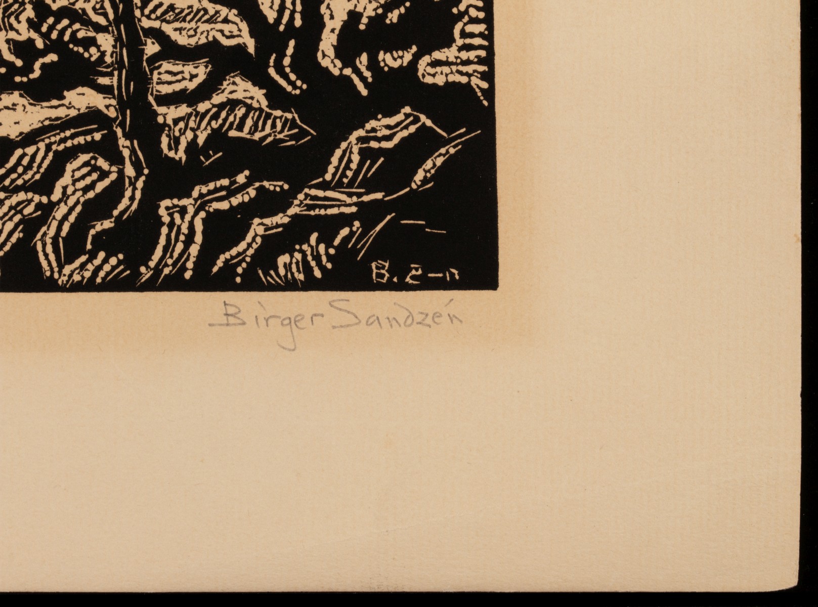 BIRGER SANDZEN SIGNED NAIL CUT PRINT AND PHOTOGRAPH
