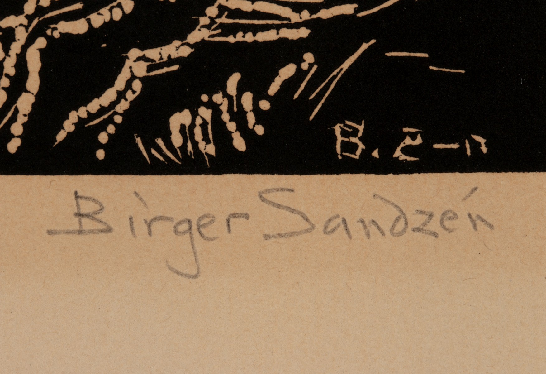 BIRGER SANDZEN SIGNED NAIL CUT PRINT AND PHOTOGRAPH