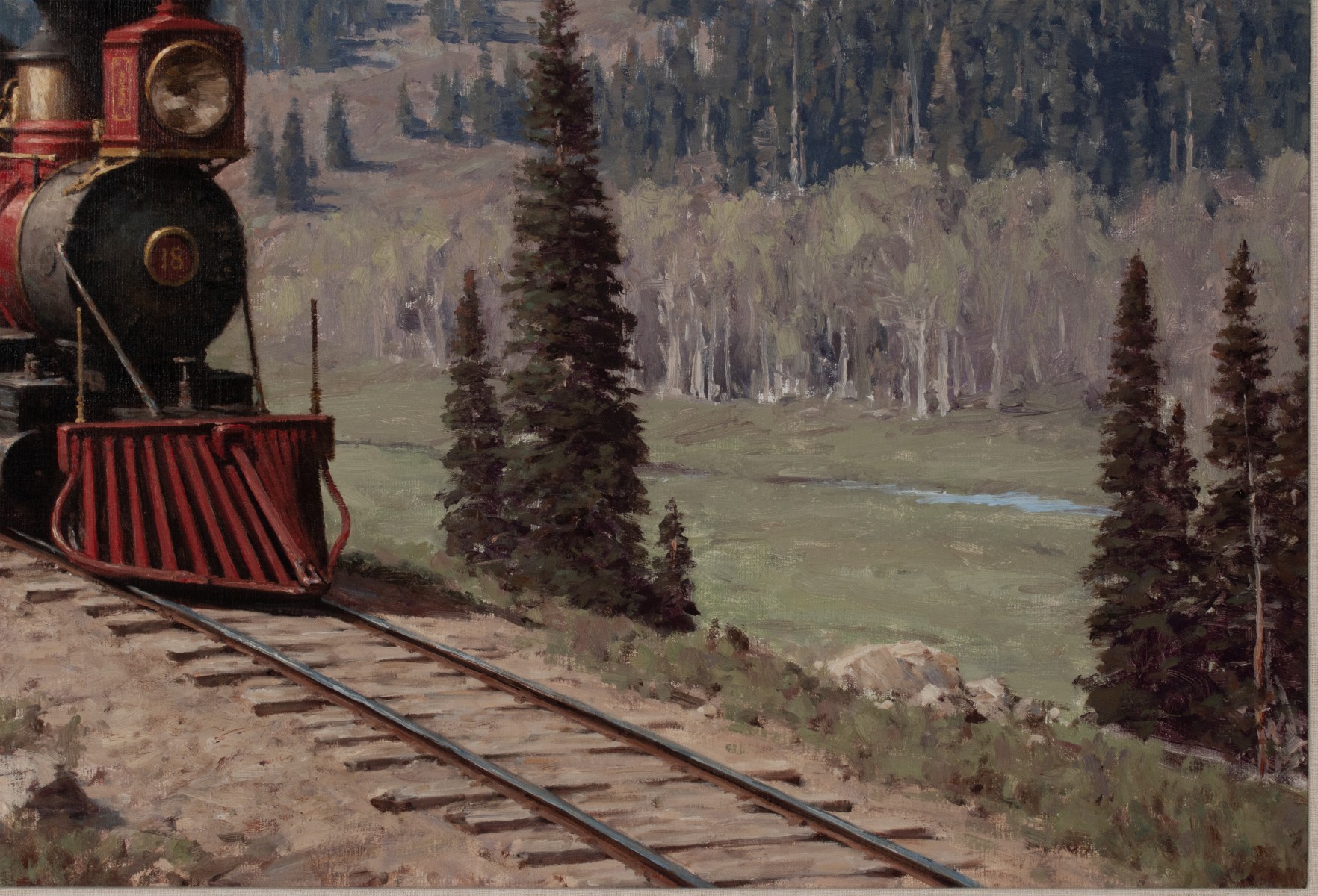TUCKER SMITH (B. 1940) COLORADO RAILROAD OIL ON CANVAS