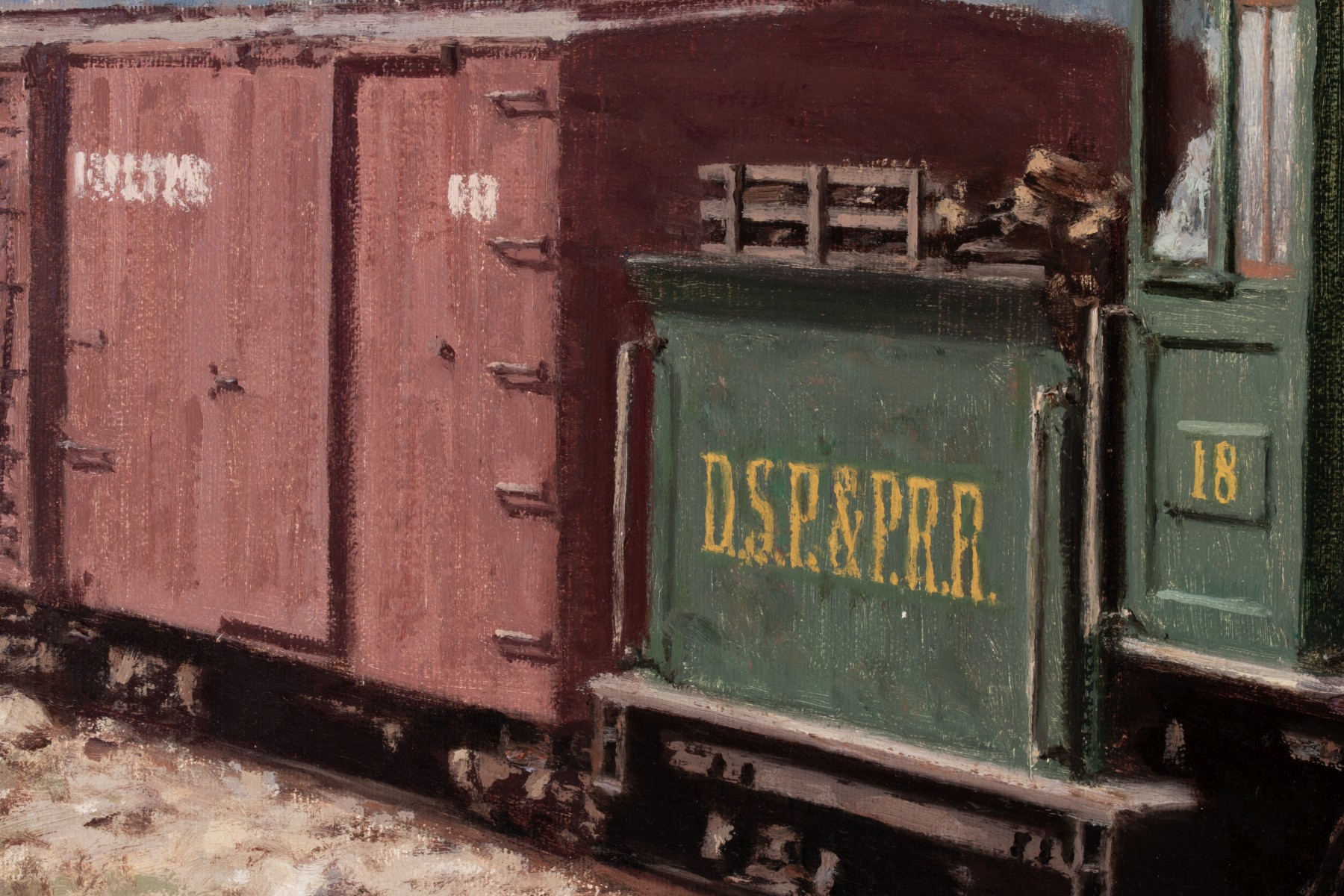 TUCKER SMITH (B. 1940) COLORADO RAILROAD OIL ON CANVAS