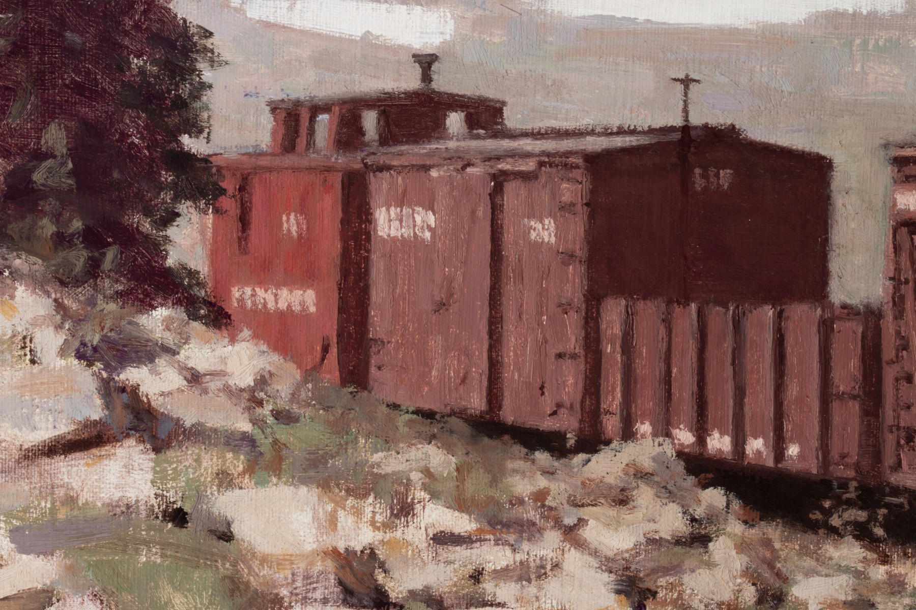TUCKER SMITH (B. 1940) COLORADO RAILROAD OIL ON CANVAS