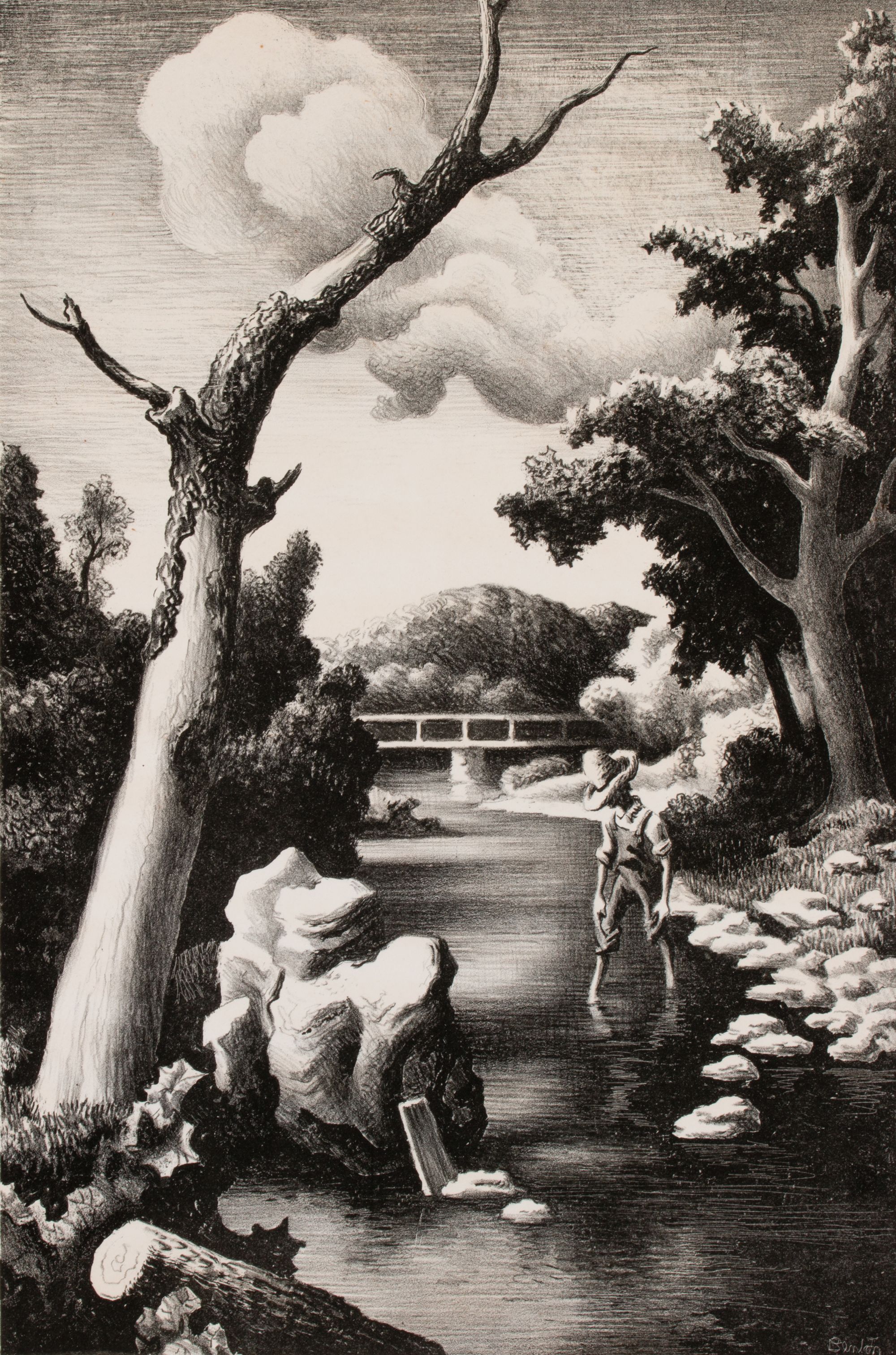 THOMAS HART BENTON (1889-1975) PENCIL SIGNED LITHOGRAPH