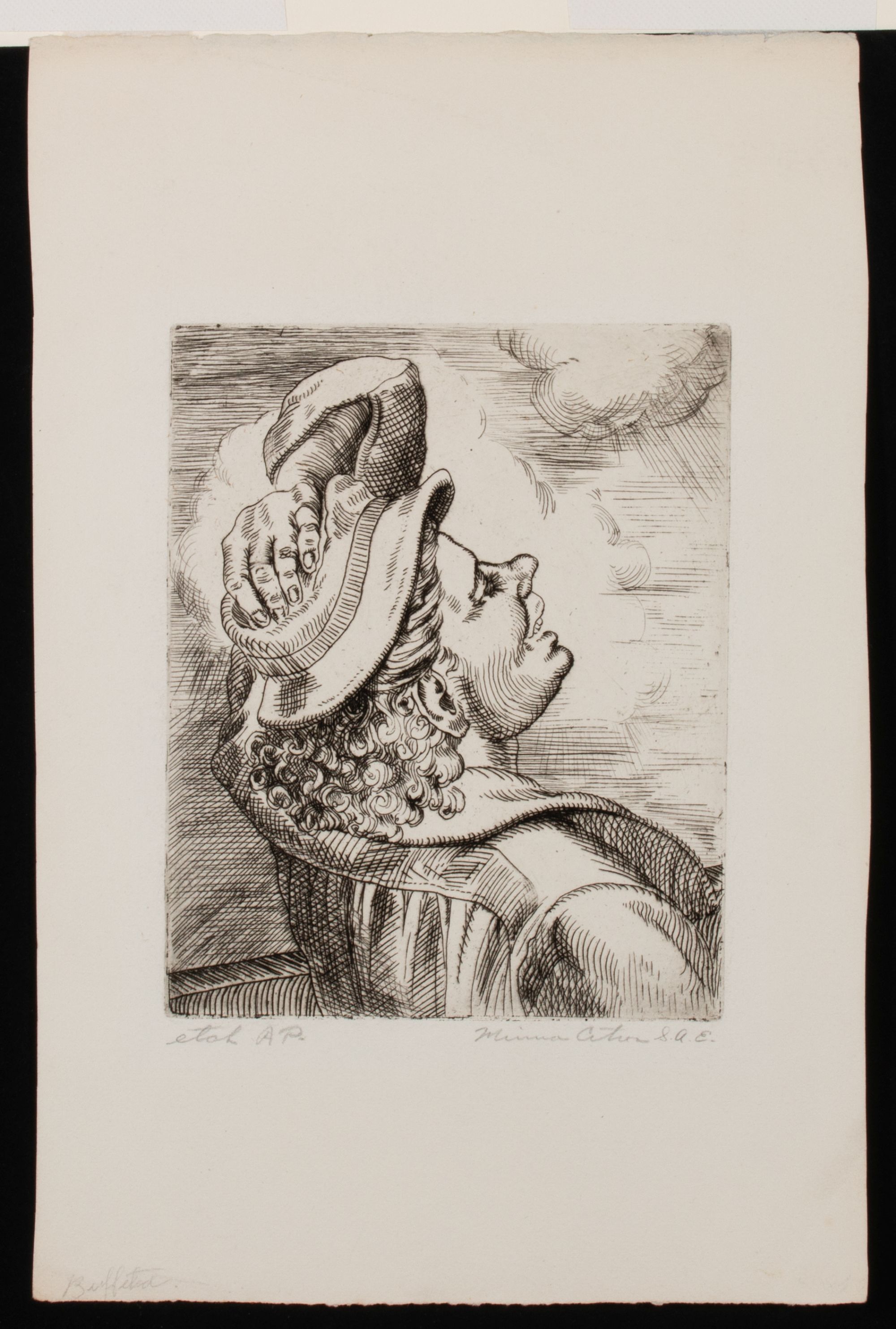 MINNA CITRON (1896-1991) GRAPHITE STUDY AND PRINT (2)
