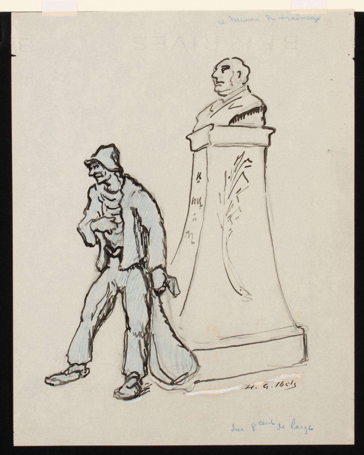 WORKS ON PAPER: HENRI IBELS SKETCH & FRENCH CARICATURES