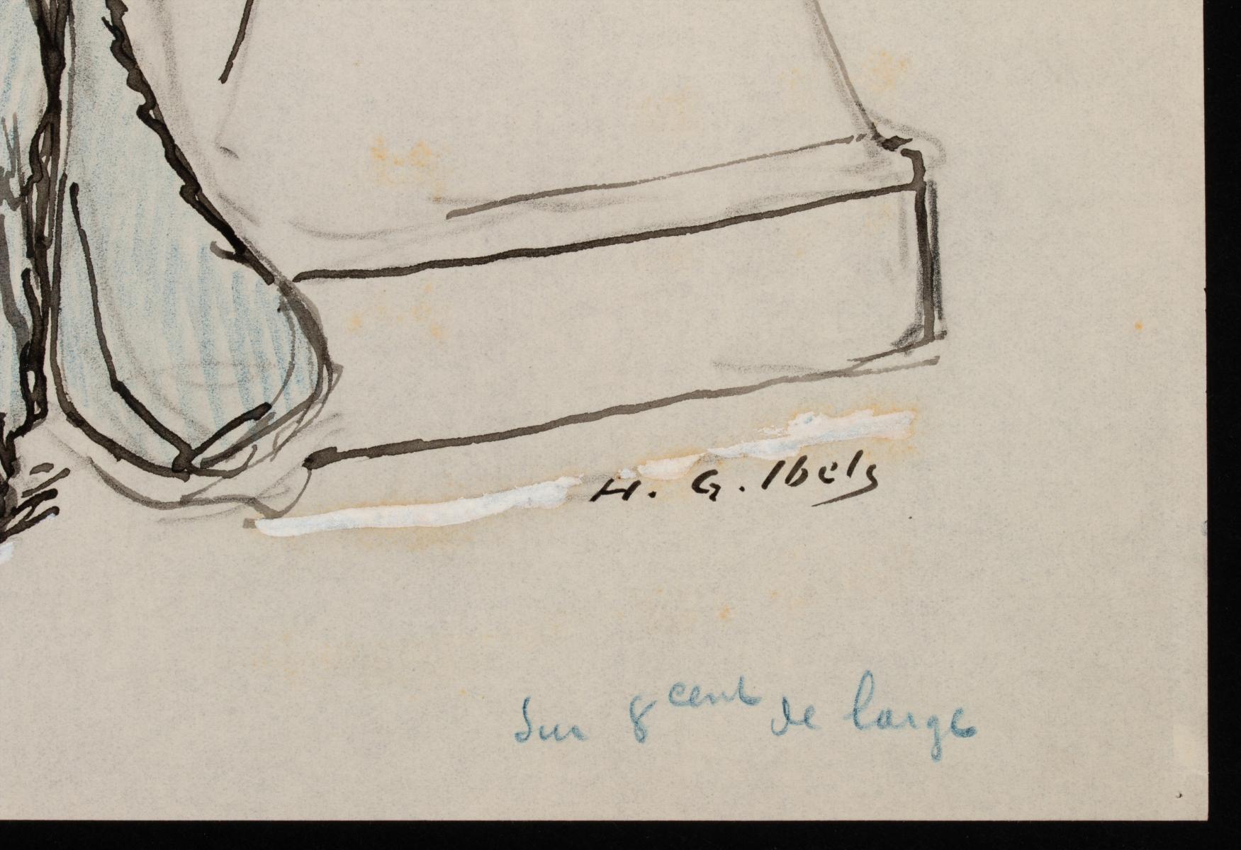 WORKS ON PAPER: HENRI IBELS SKETCH & FRENCH CARICATURES