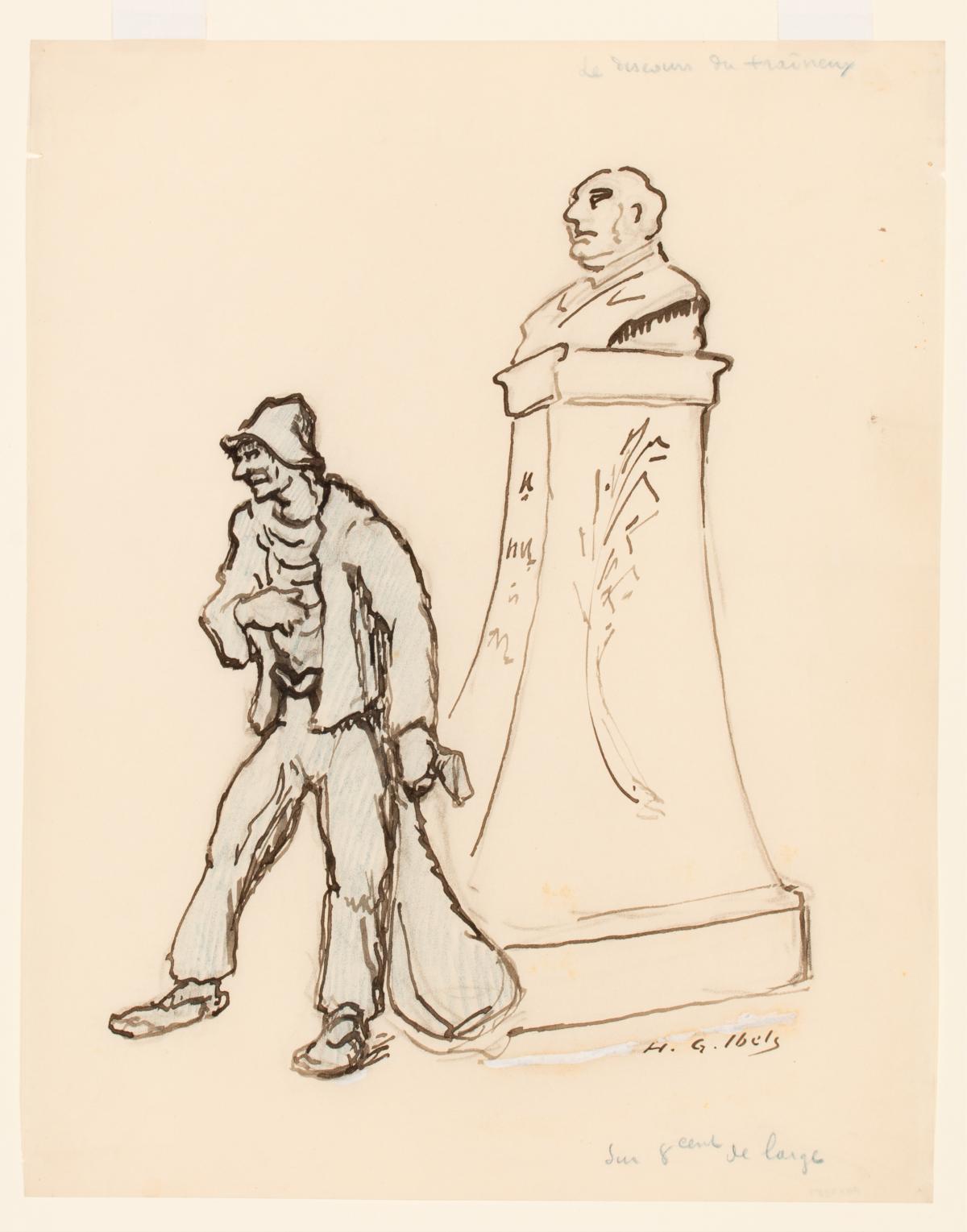 WORKS ON PAPER: HENRI IBELS SKETCH & FRENCH CARICATURES