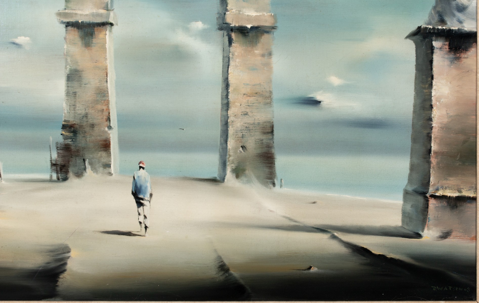 ROBERT WATSON (1923-2004) 1968 SURREALIST OIL ON CANVAS