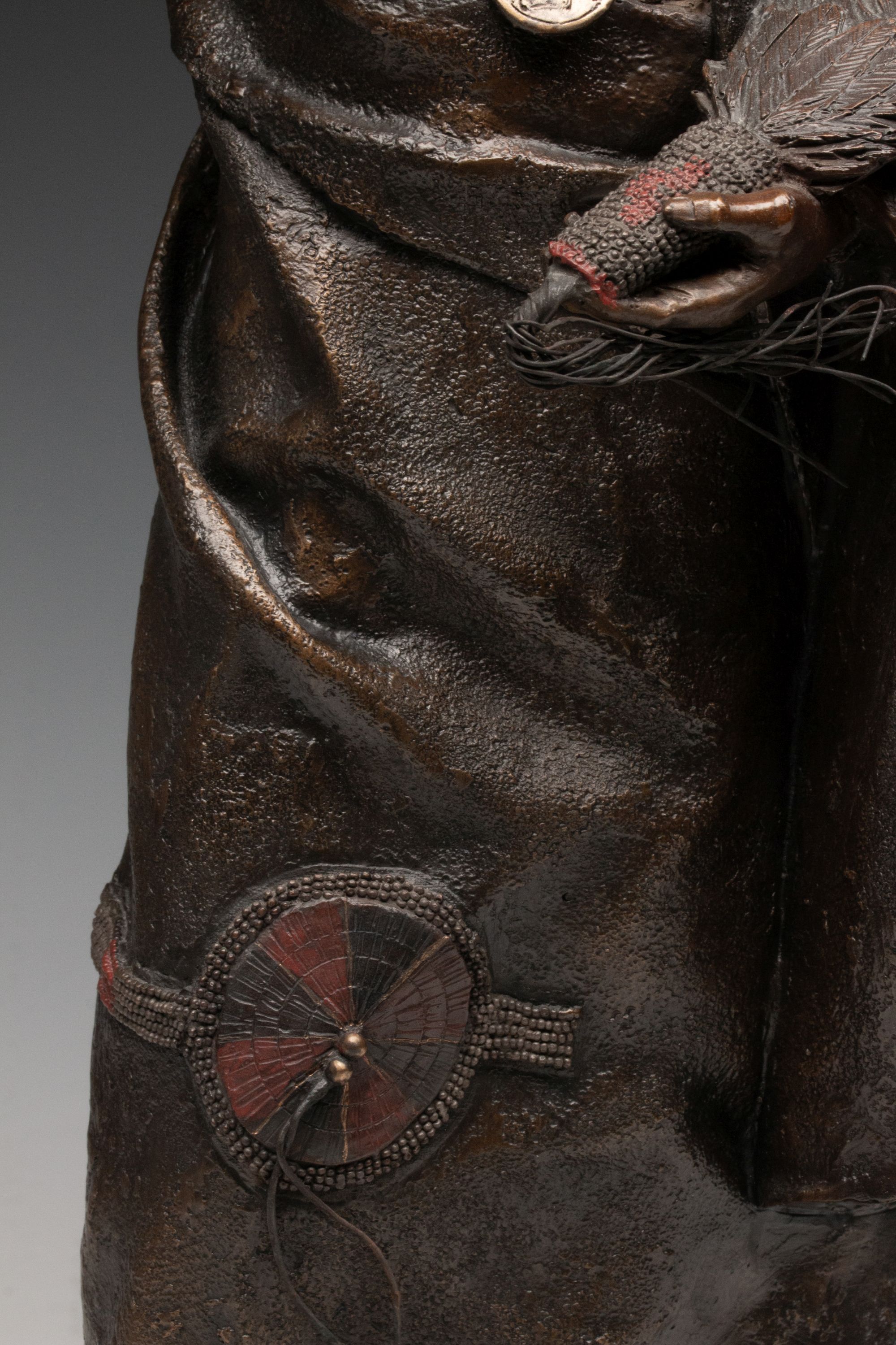 ORELAND JOE (B. 1958) PATINATED AND POLYCHROME BRONZE