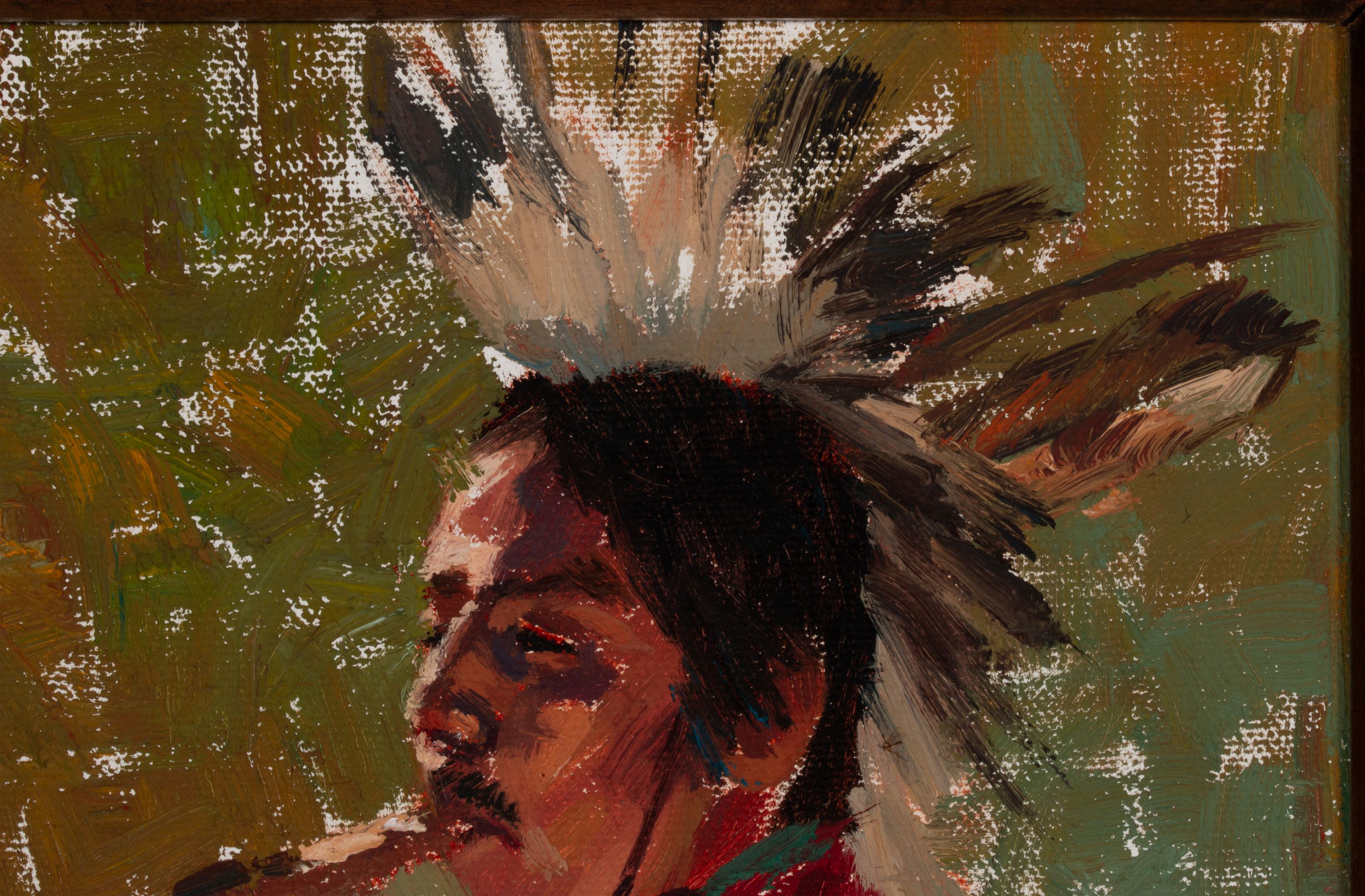 HYRUM JOE (B. 1980) OIL ON CANVAS PLAINS FLUTE PLAYER