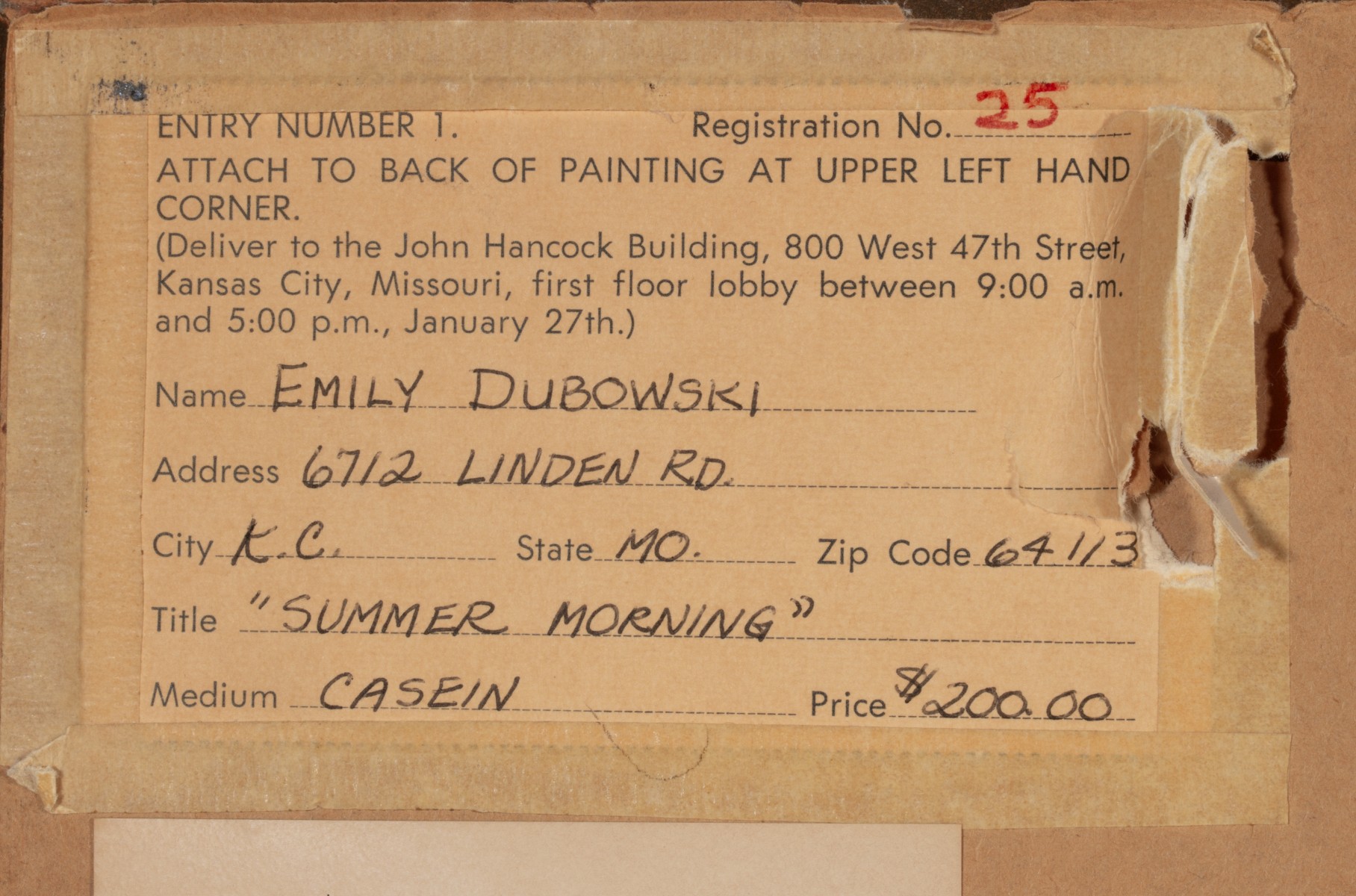 EMILY DUBOWSKI (B. 1939) CASEIN ON ARTIST'S BOARD