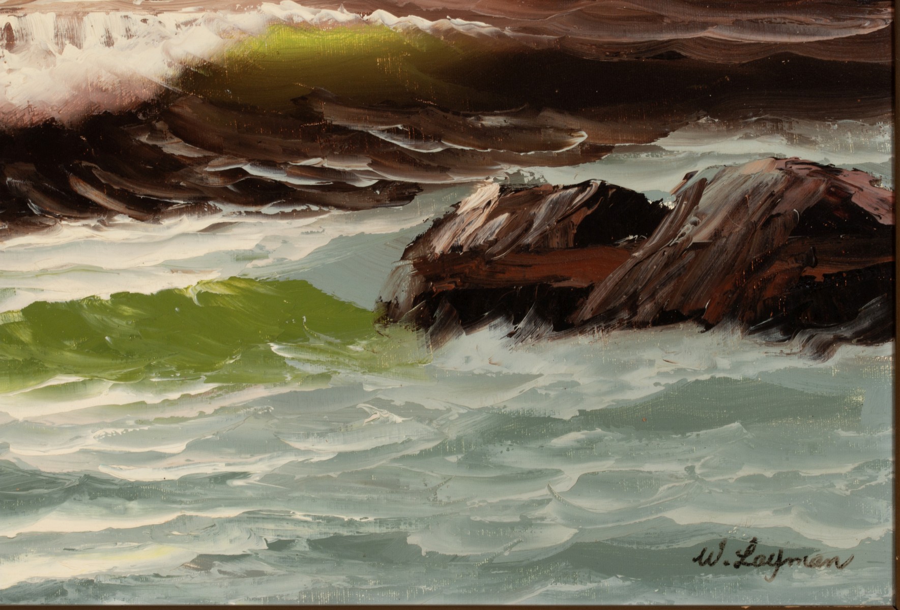 EARLY 20TH C. OIL ON CANVAS SEASCAPE SIGNED W. LAYMAN