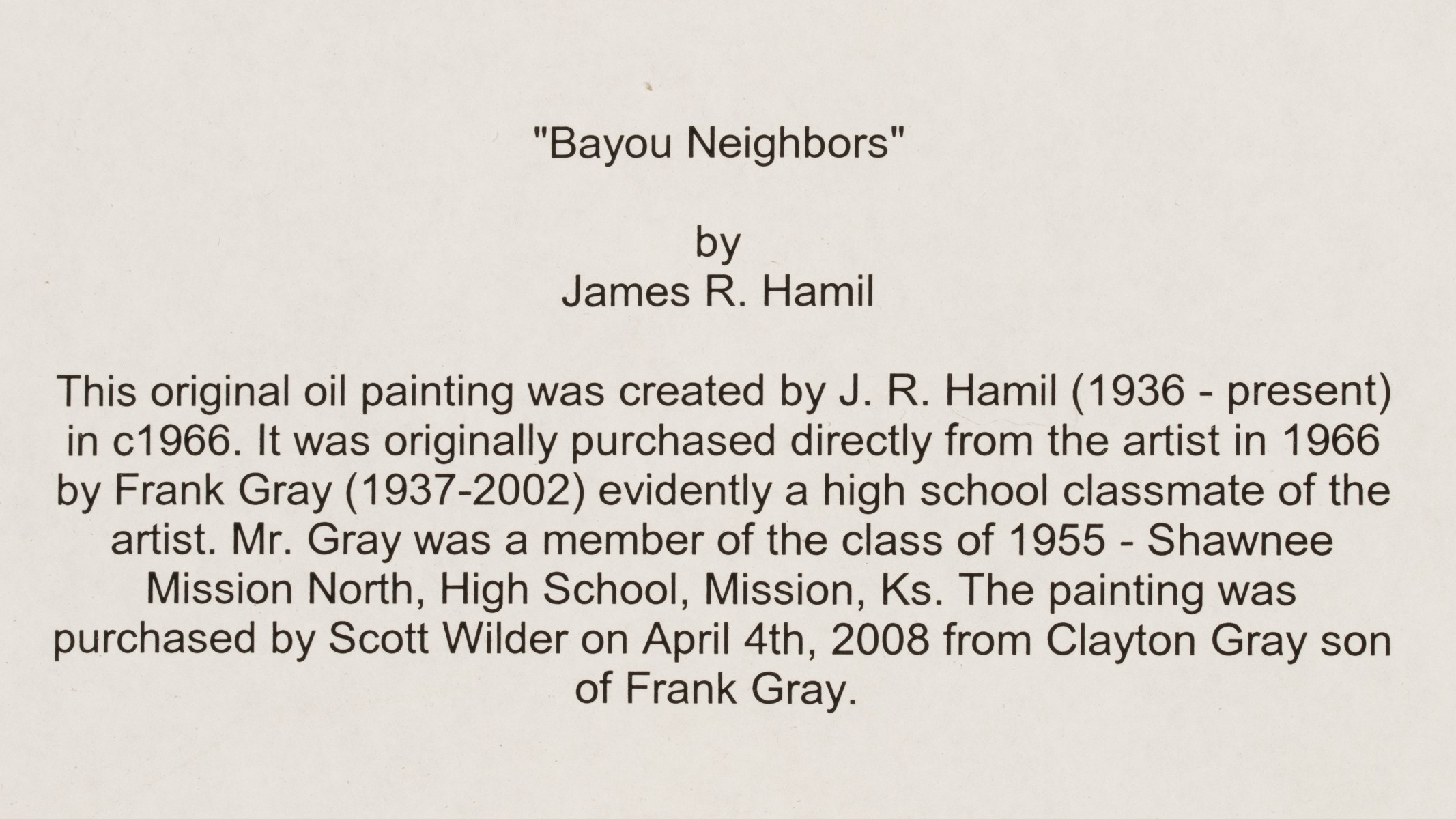 JAMES HAMIL (1937-2022) UNUSUAL OIL PAINTING