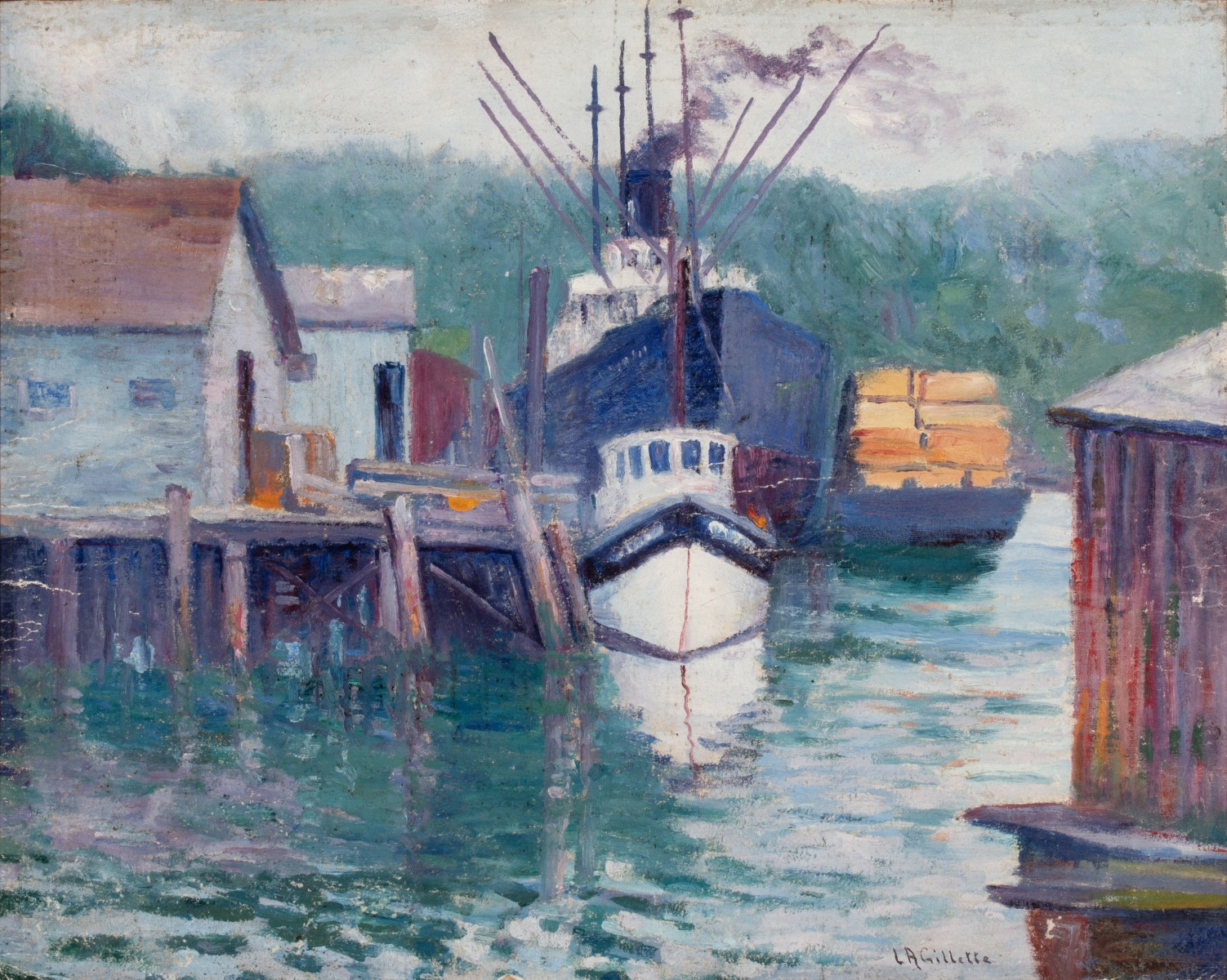 LESTER GILLETTE (1855-1940) OIL ON PANEL