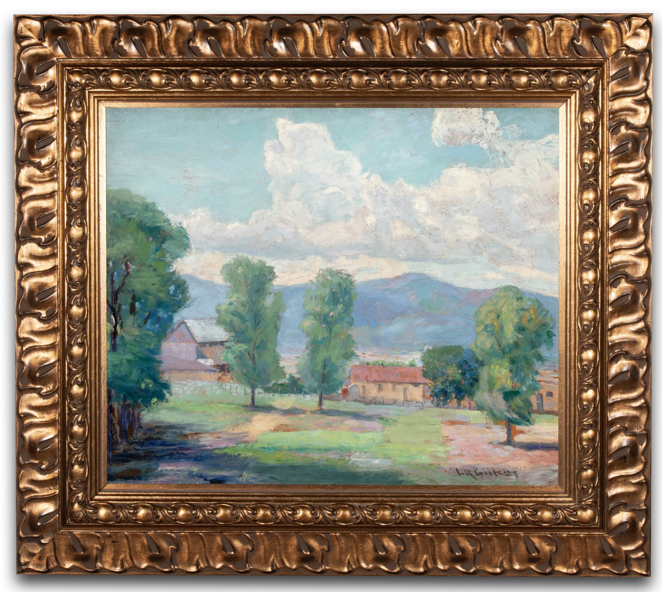 LESTER GILLETTE (1855-1940) OIL ON ARTIST'S BOARD