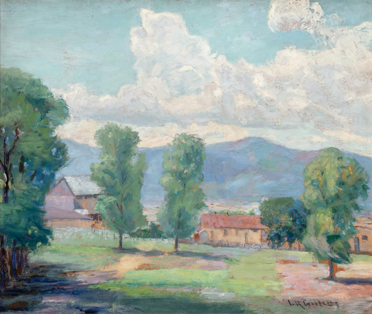 LESTER GILLETTE (1855-1940) OIL ON ARTIST'S BOARD