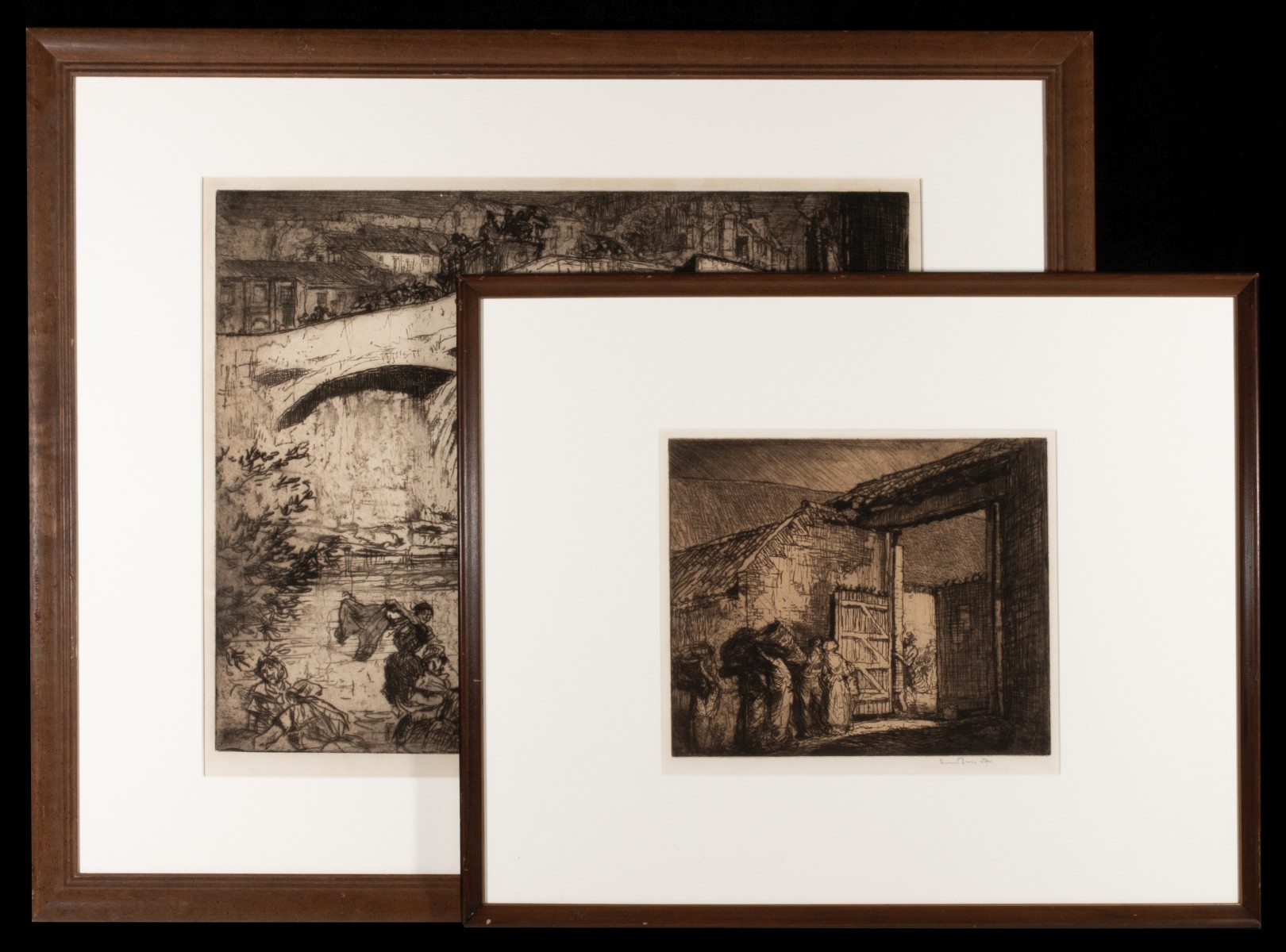 FRANK BRANGWYN (1867-1956) PENCIL SIGNED ETCHINGS (2)