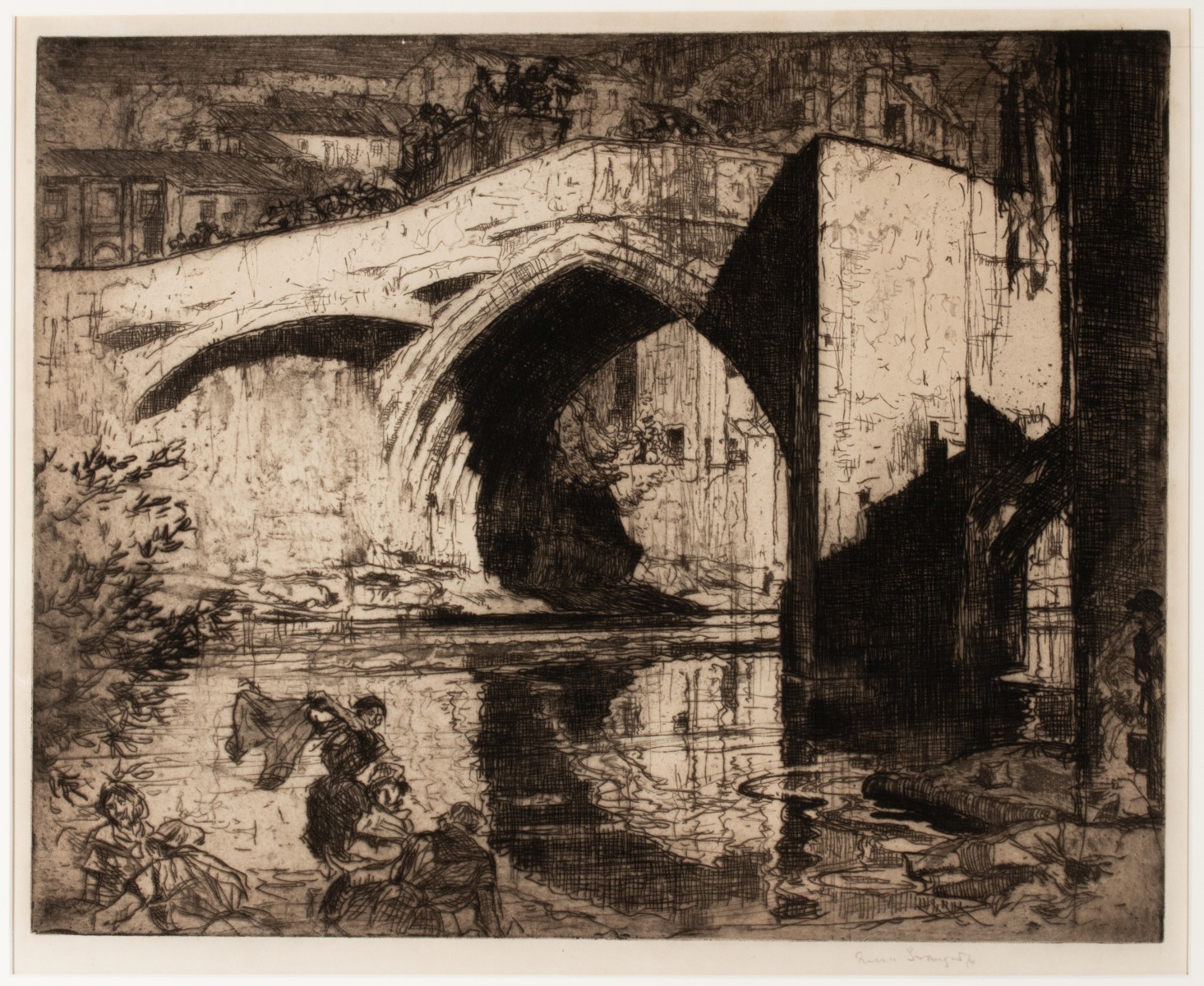FRANK BRANGWYN (1867-1956) PENCIL SIGNED ETCHINGS (2)
