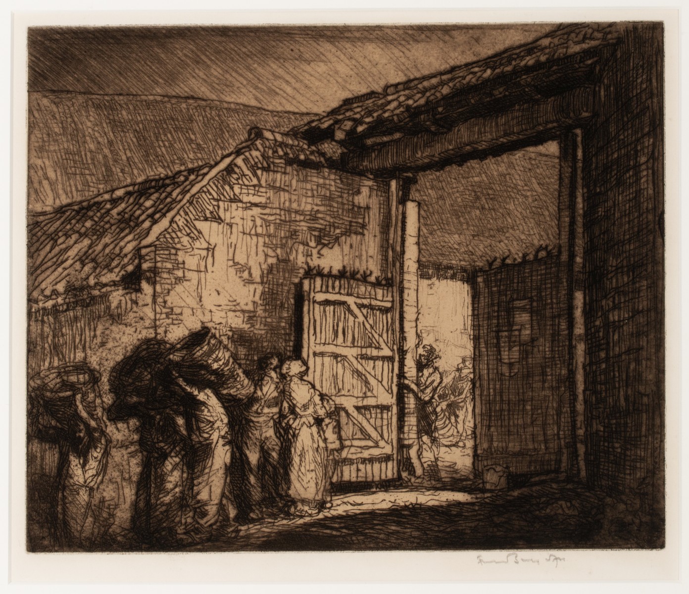 FRANK BRANGWYN (1867-1956) PENCIL SIGNED ETCHINGS (2)