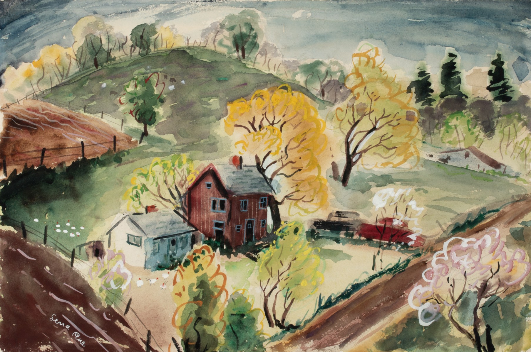 LENA RUE (1900-2000) WATERCOLORS ON PAPER (TWO WORKS)