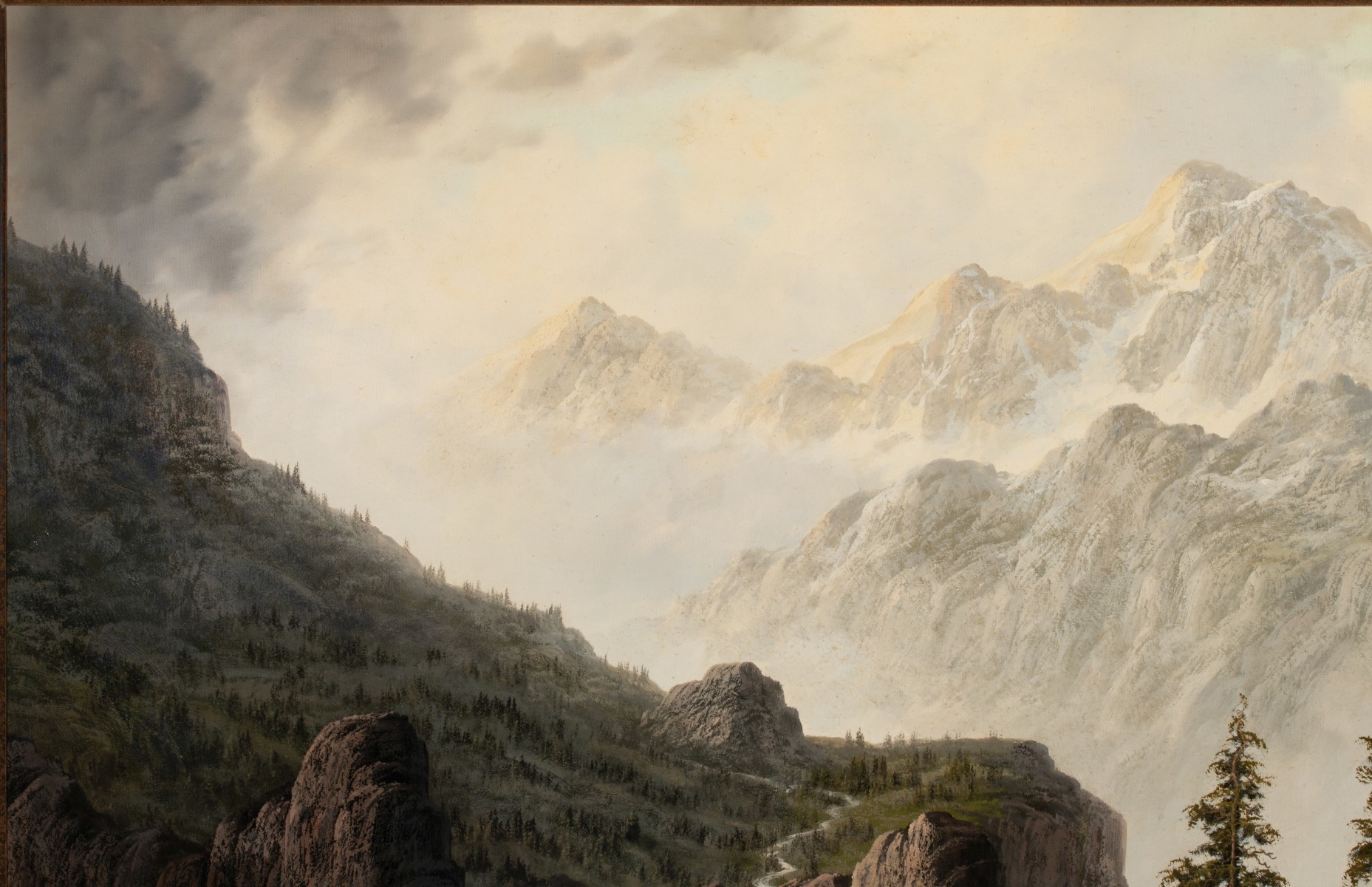 A 20TH CENTURY MOUNTAIN LANDSCAPE SIGNED E. PORTHIAN