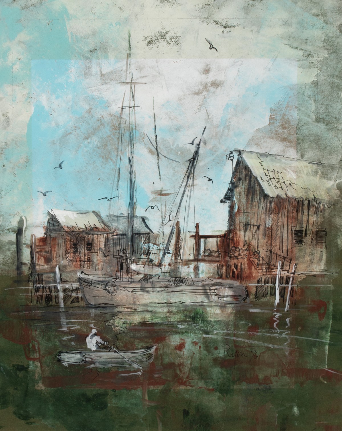 FIVE ORIGINAL WORKS ON PAPER BY JIM RYON (1935-2016)