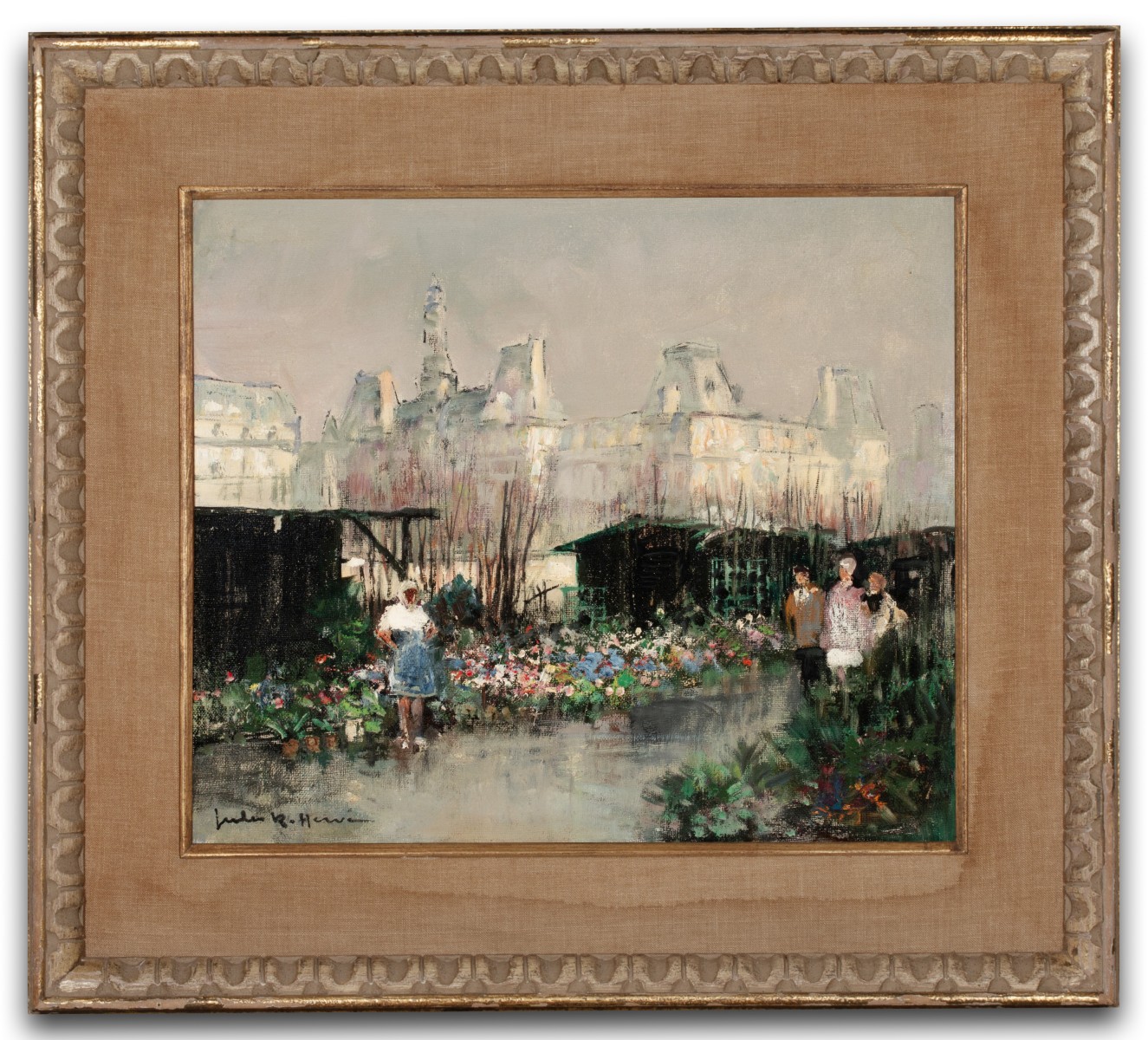 JULES HERVE (1887-1981) PARIS STREET OIL ON CANVAS