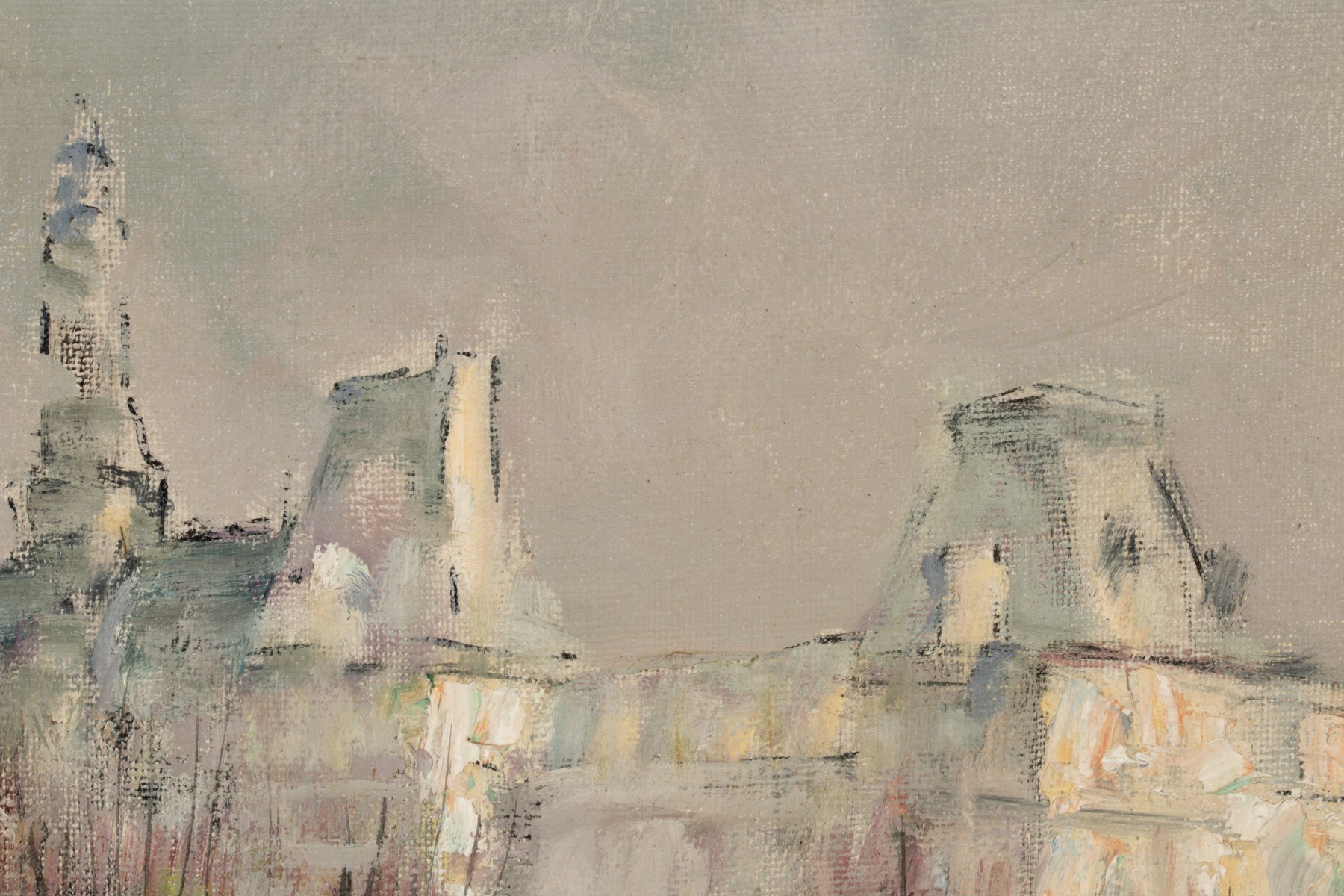 JULES HERVE (1887-1981) PARIS STREET OIL ON CANVAS