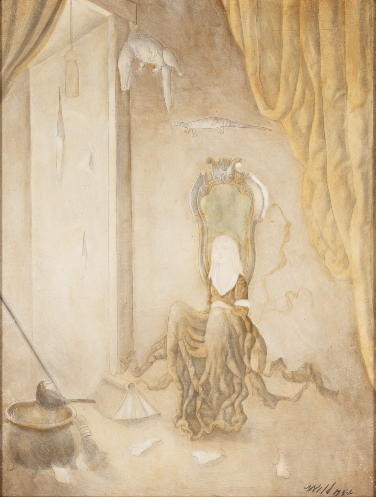 WERNER WILDNER (1925-2004) 1957 SURREALIST TEMPERA