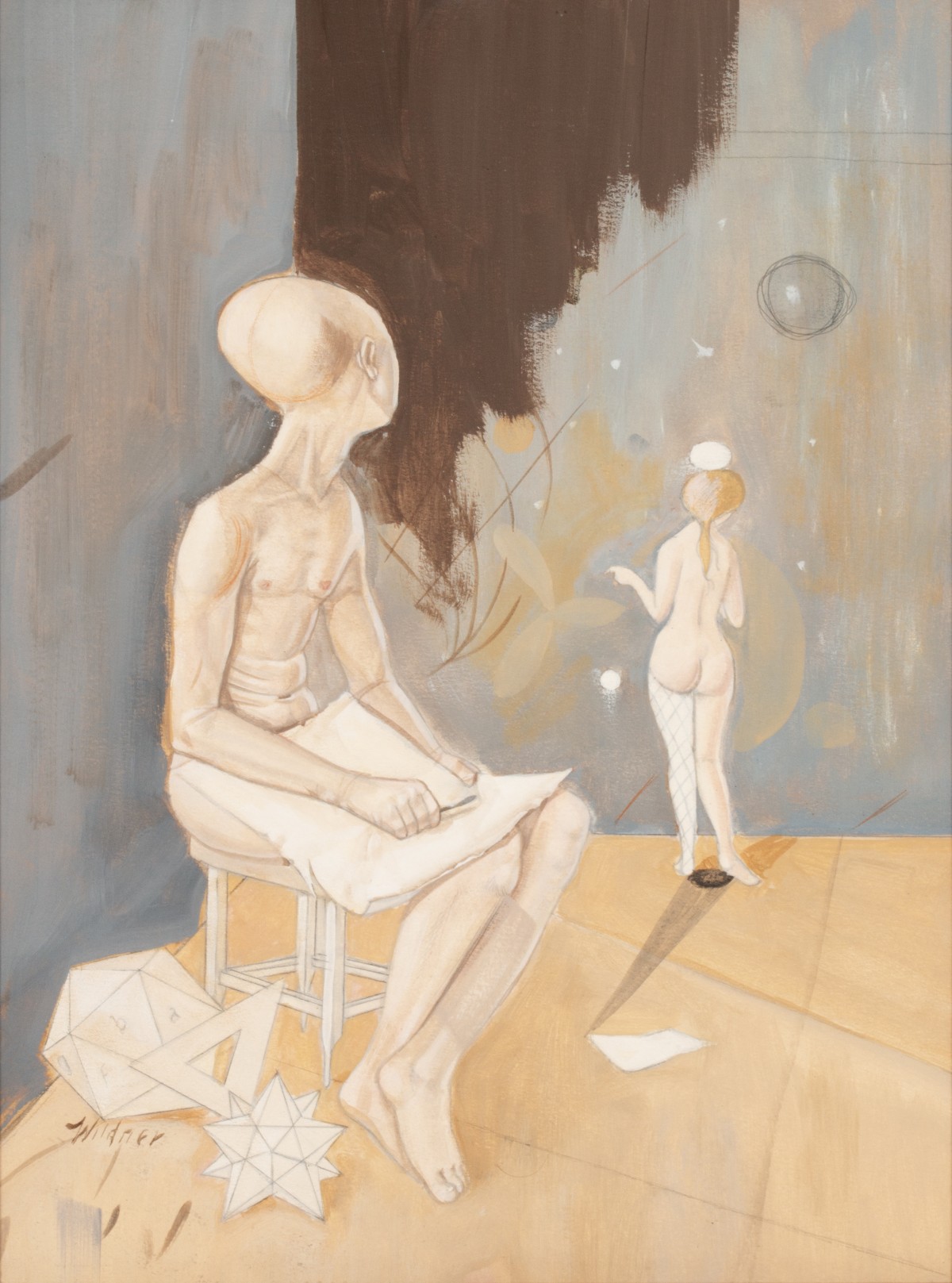 WERNER WILDNER (1925-2004) SURREALIST TEMPERA ON BOARD