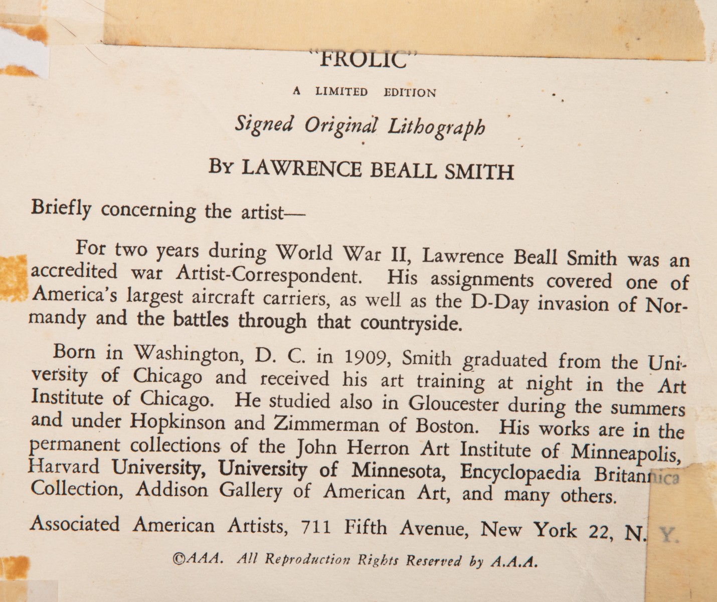 AAA PRINTS BY DORIS LEE AND LAWRENCE BEALL SMITH