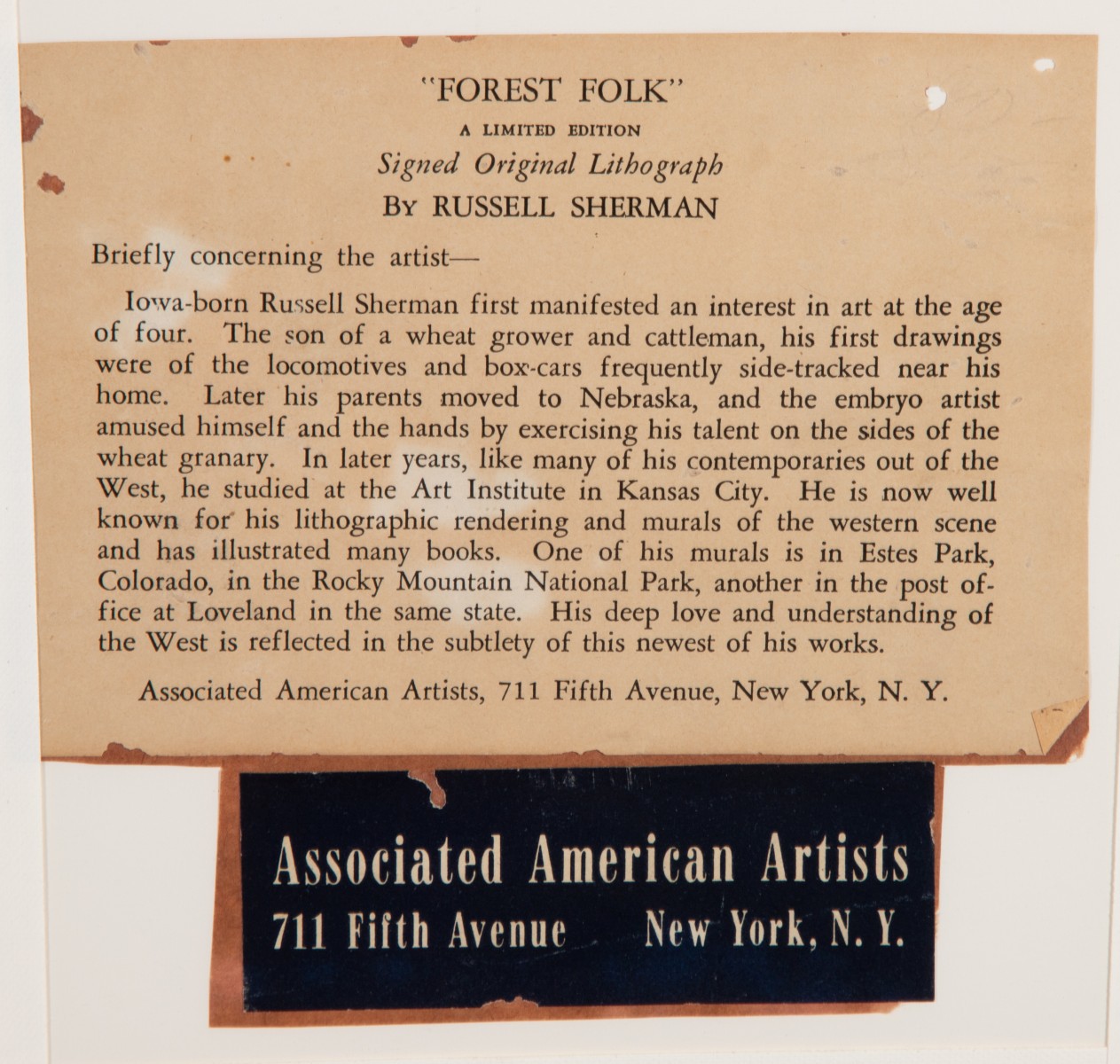 MELVILLE WIRE, ERNEST HART, RUSSELL SHERMAN AAA PRINTS