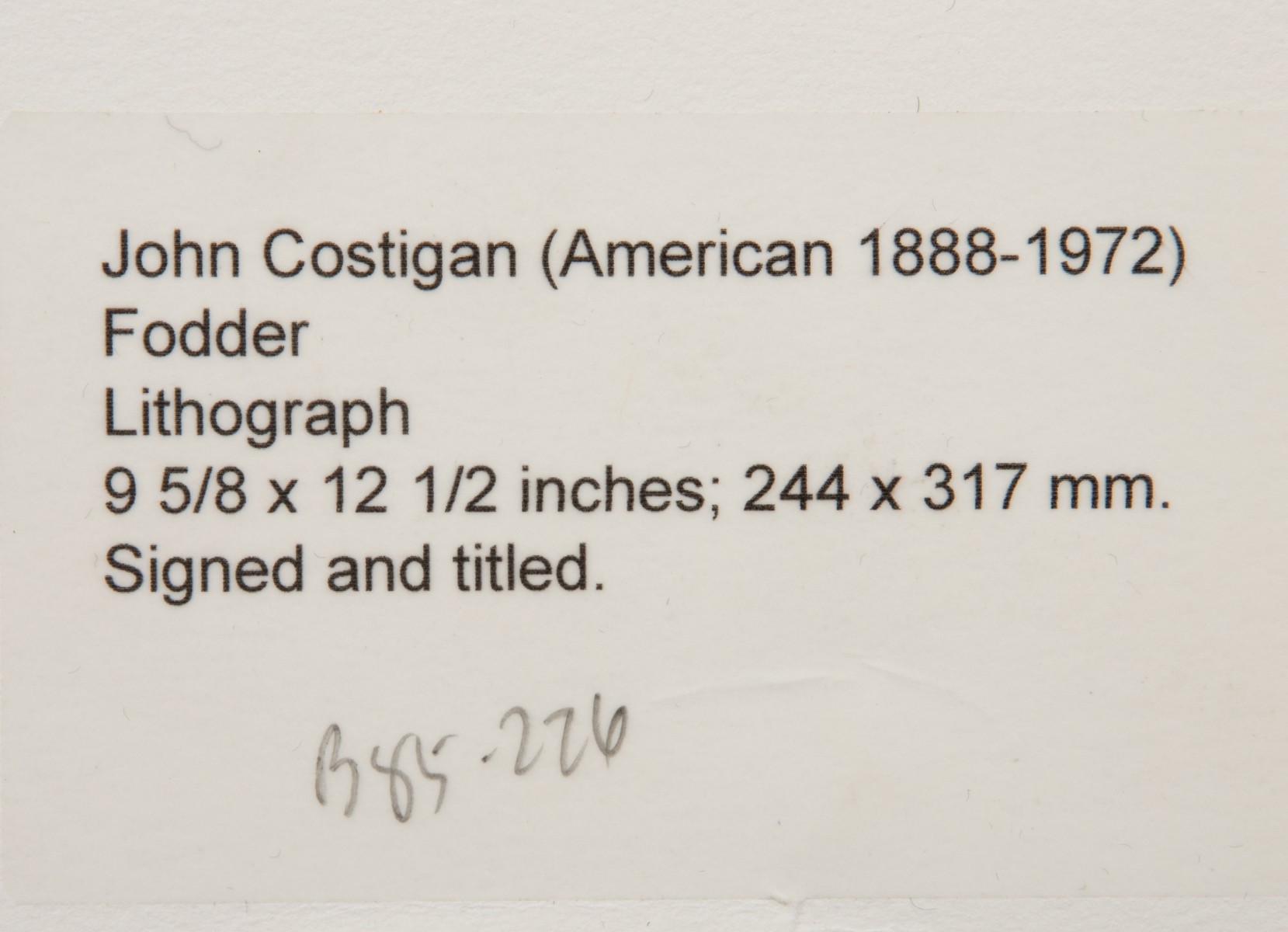 JOHN E. COSTIGAN (1888-1972) SIX PENCIL SIGNED PRINTS