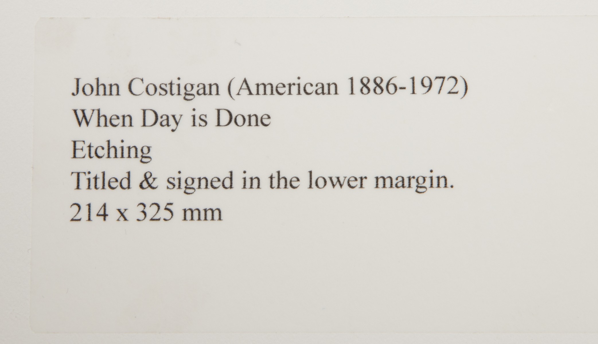 JOHN E. COSTIGAN (1888-1972) SIX PENCIL SIGNED PRINTS