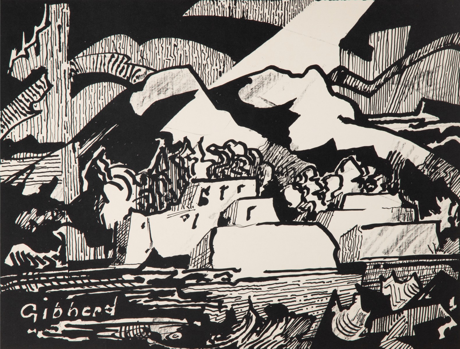 ERIC GIBBERD (1897-1972)INK ON PAPER SOUTHWEST STUDIES