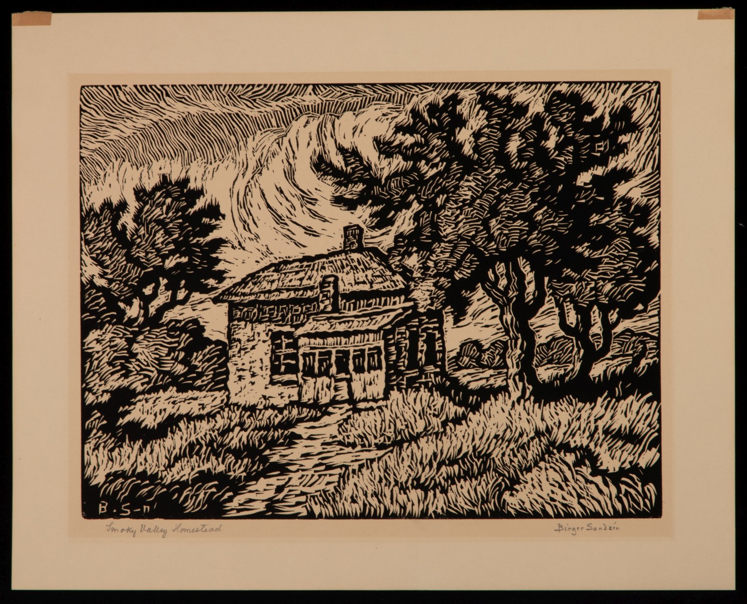 BIRGER SANDZEN (1871-1954) PENCIL SIGNED BLOCK PRINT