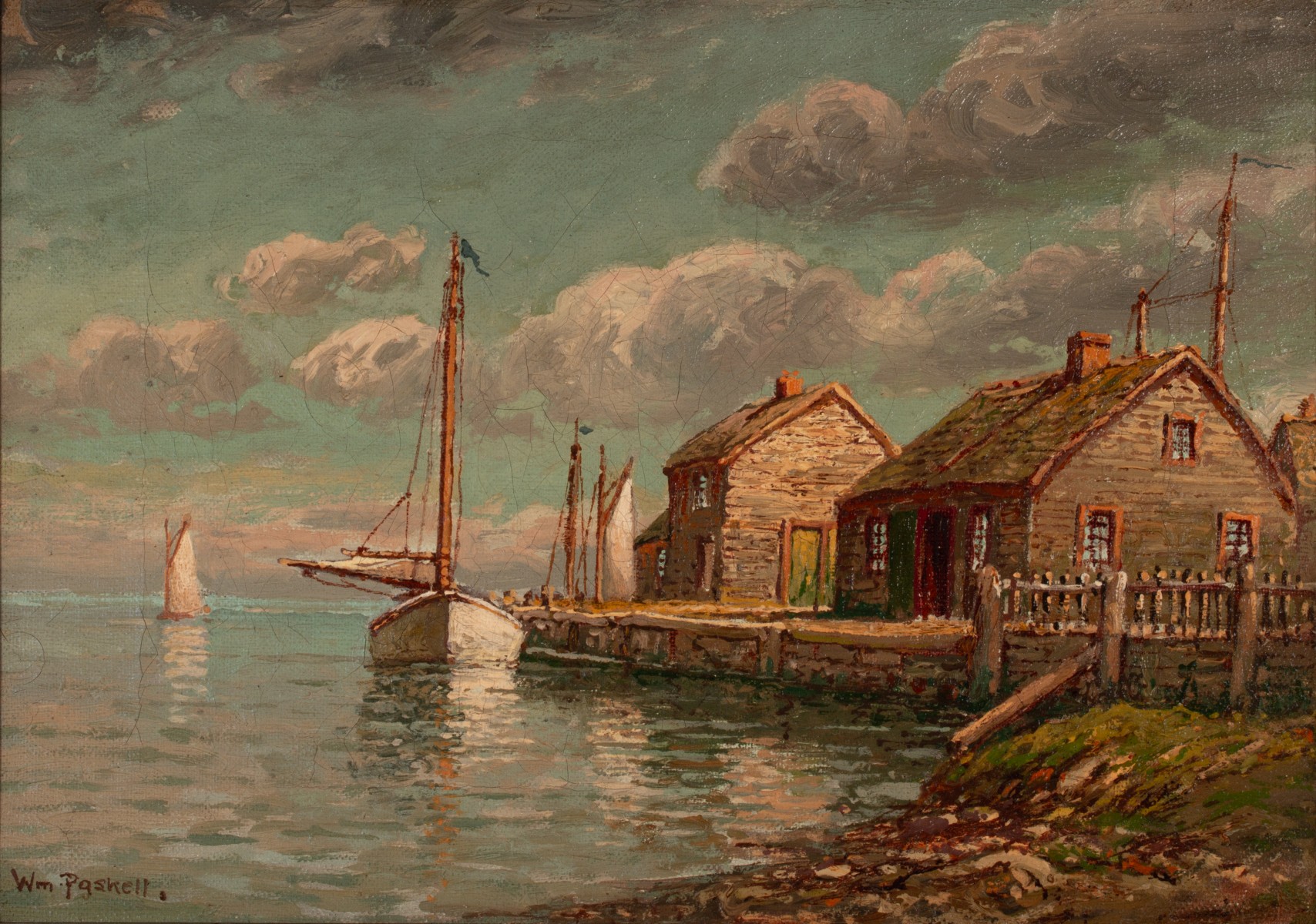 WILLIAM PASKELL (1866-1951) GLOUCESTER OIL ON CANVAS