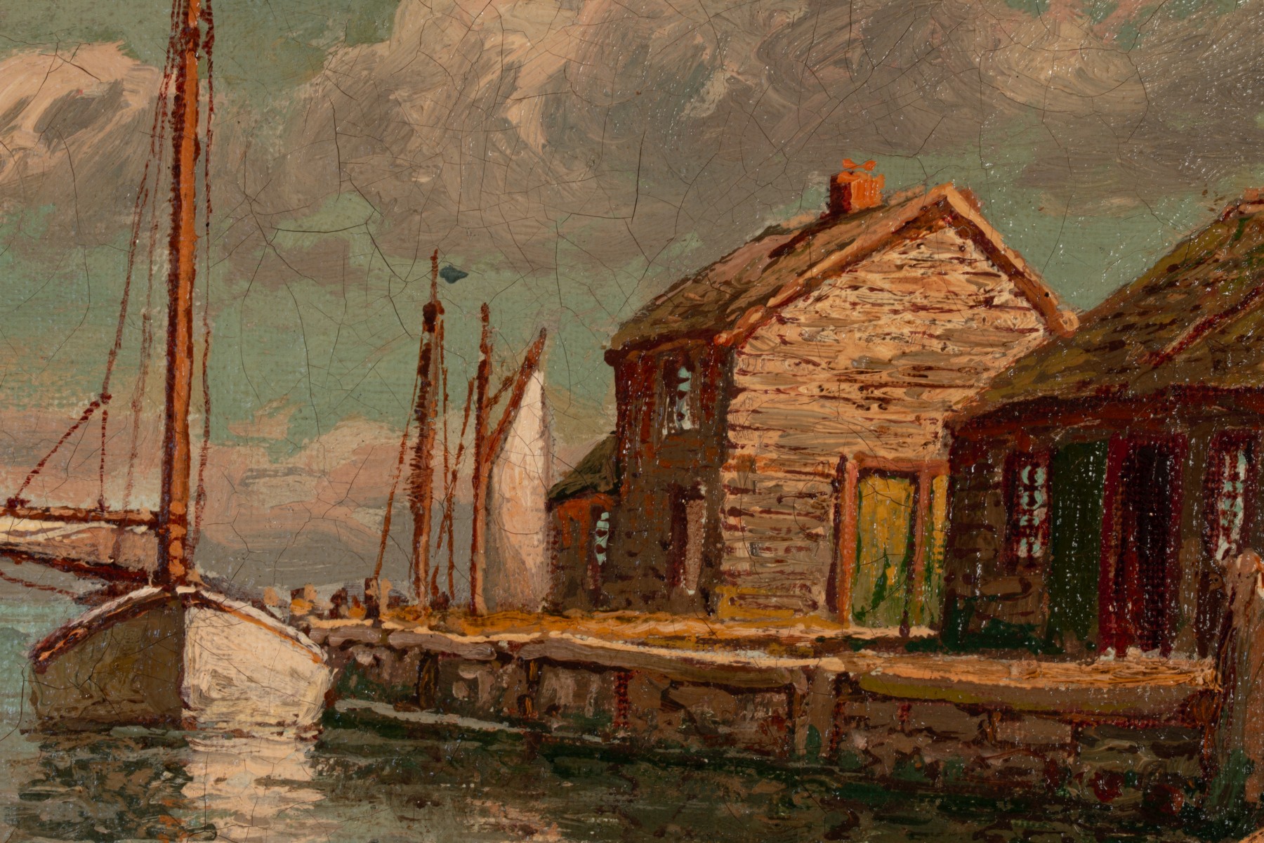 WILLIAM PASKELL (1866-1951) GLOUCESTER OIL ON CANVAS